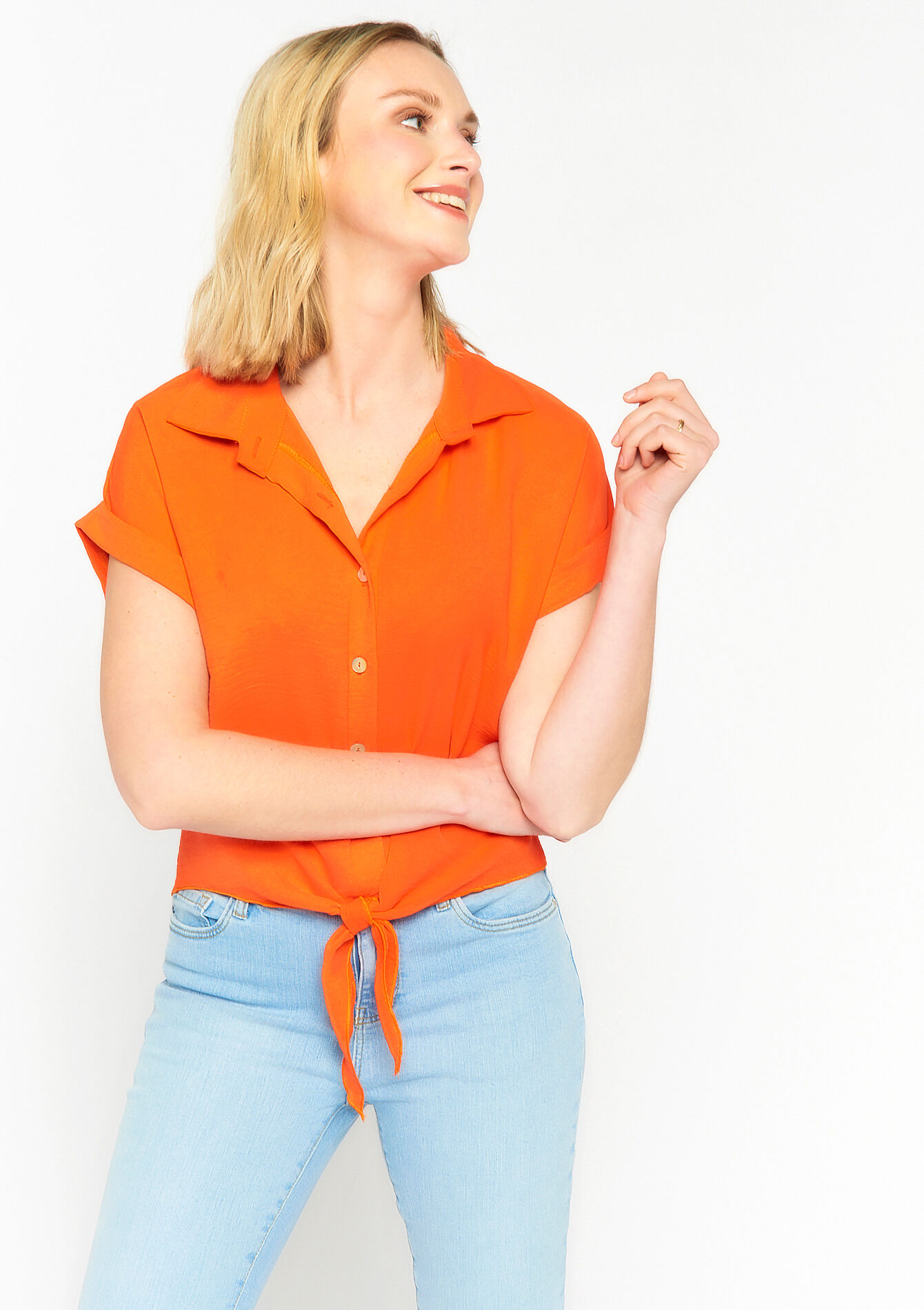 Chemise avec noeud, Chemise avec noeud - ORANGE BRIGHT - 1073415