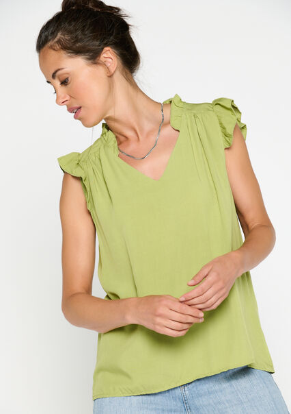 Blouse met ruches - KHAKI FADED - 05702251_4326