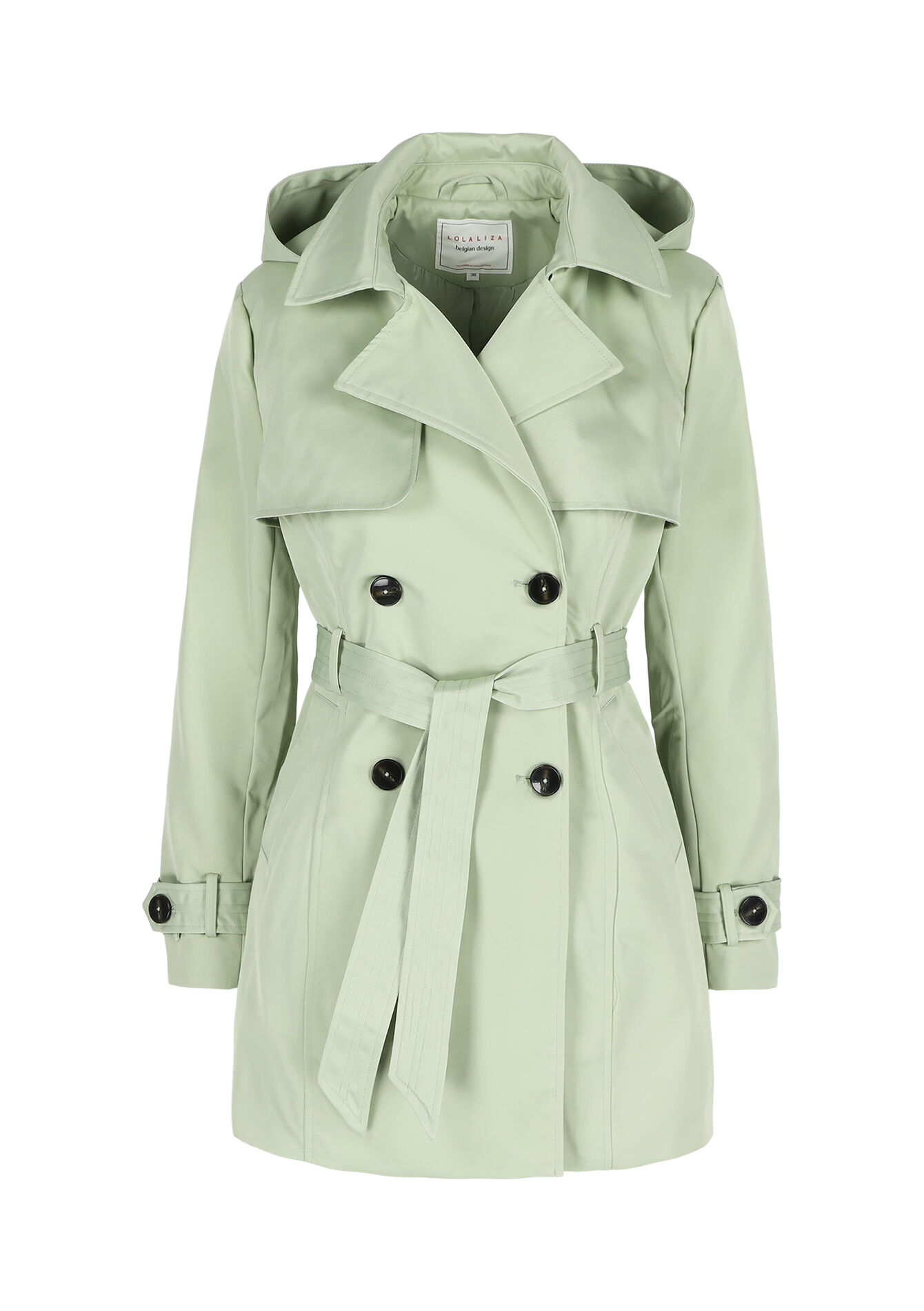 Trench coat with open collar, Trench coat with open collar - LIGHT KHAKI - 23000644_4405