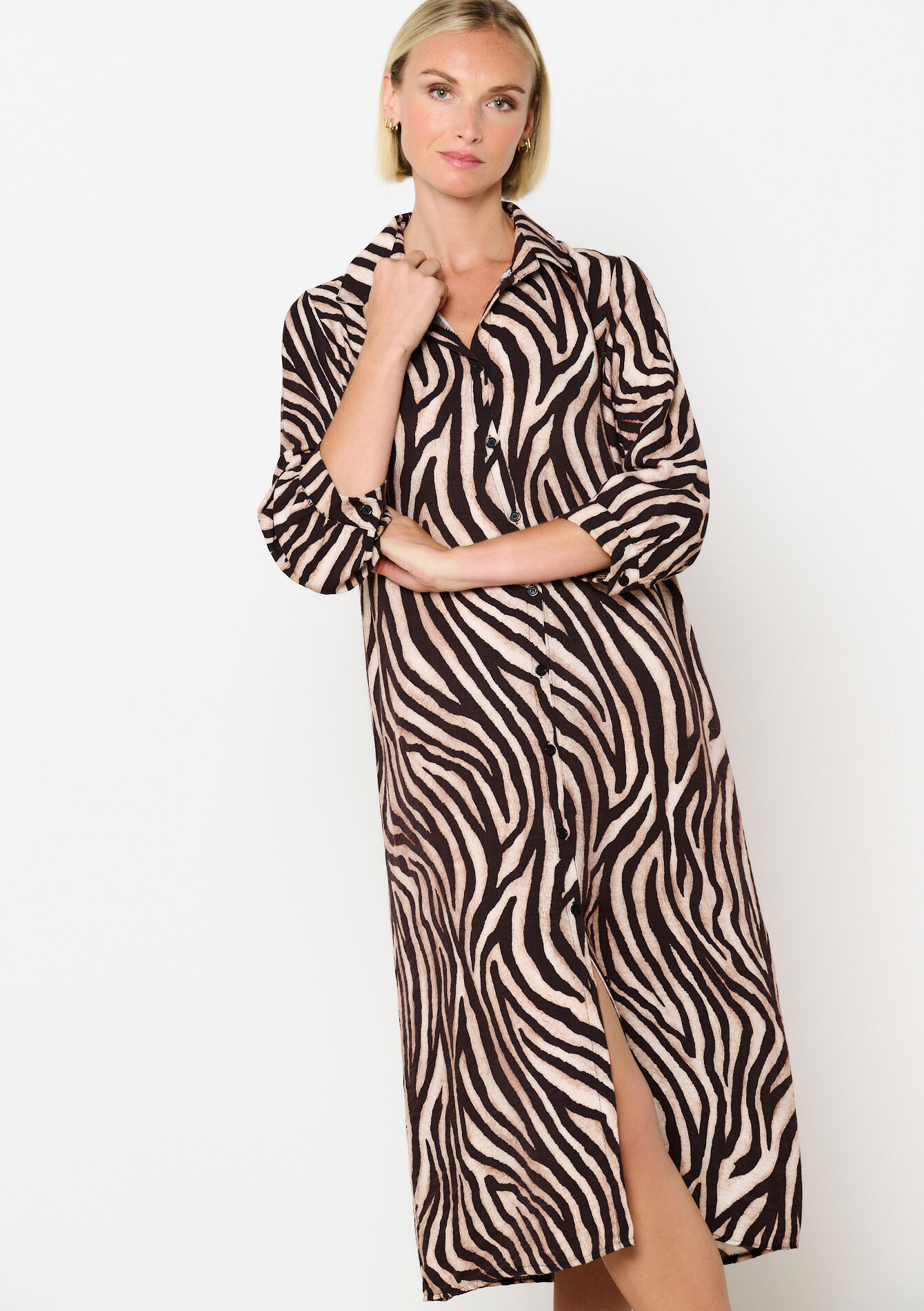 Hem dress with zebra print, Hem dress with zebra print - BLACK - 08103884