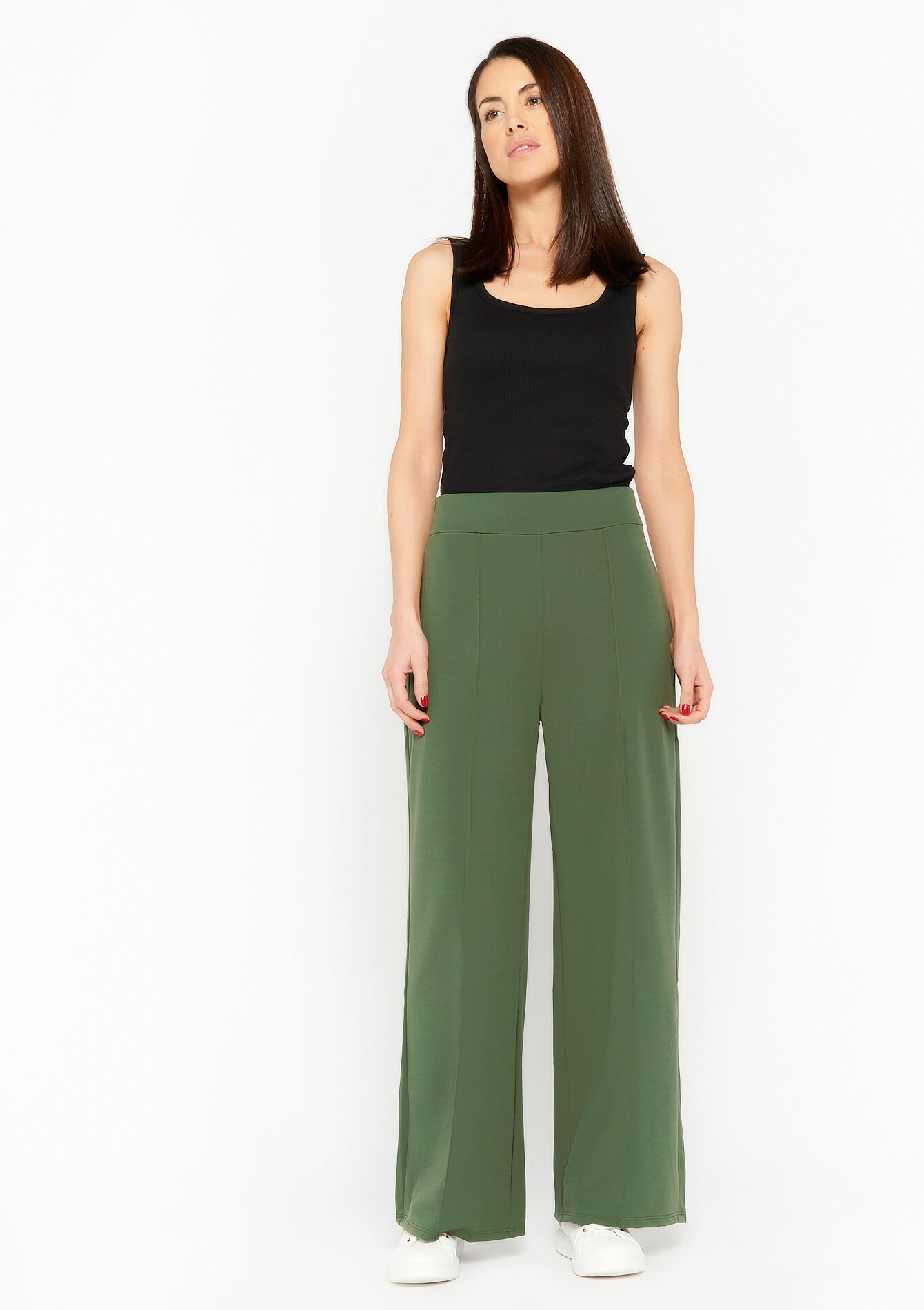 Wijde broek, Wijde broek - KHAKI MED - 06600722_4327