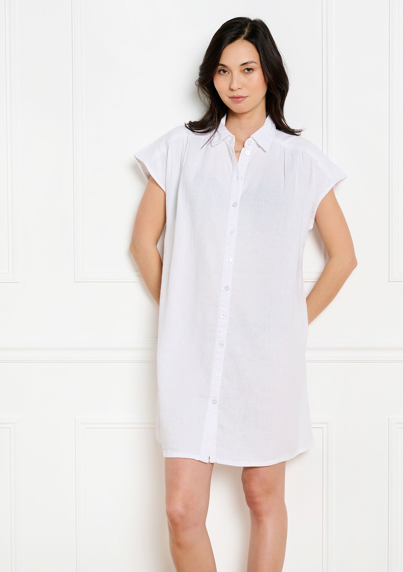 Clean short shirt dress - OPTICAL WHITE - 08104334_1019