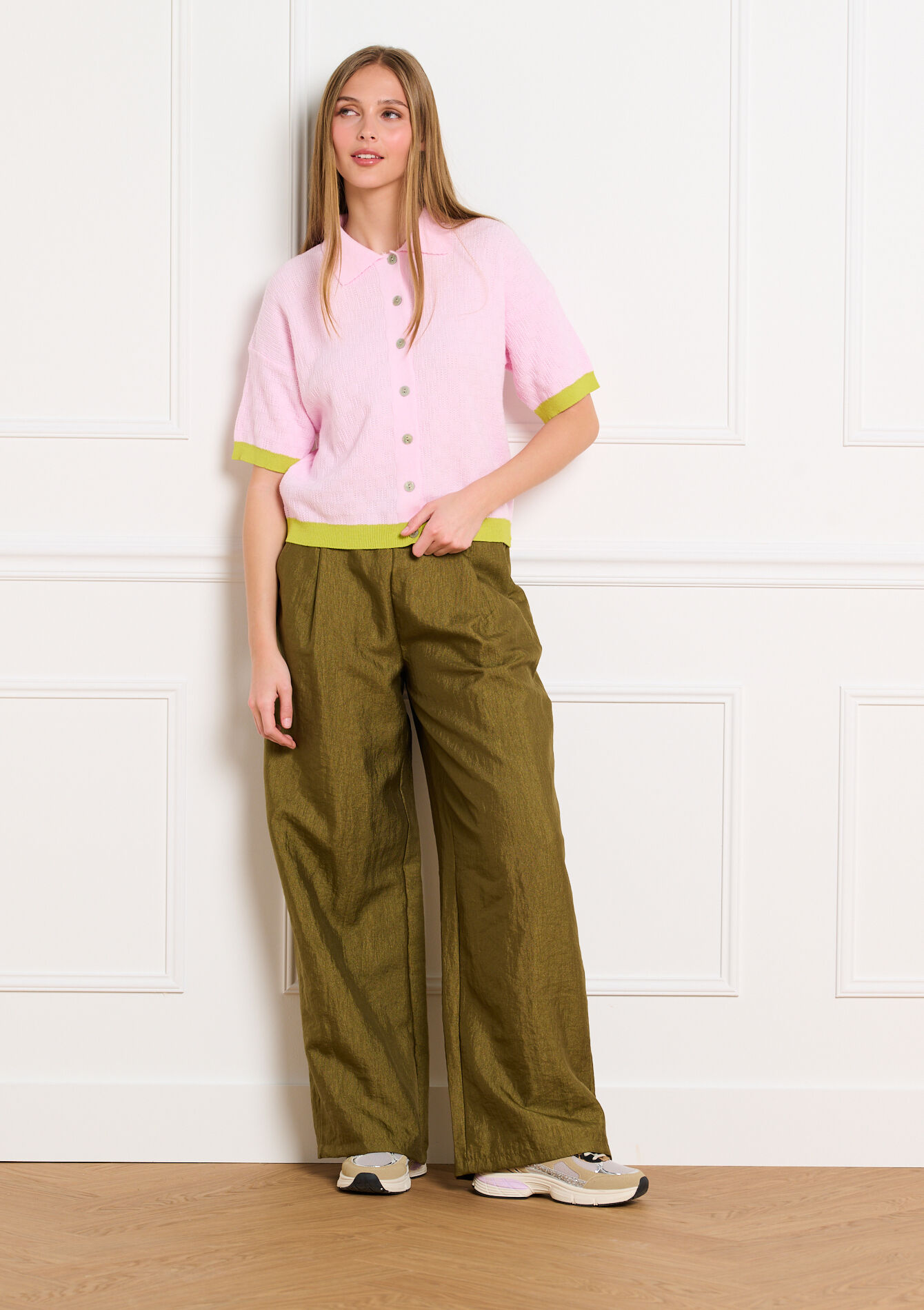 Kortemouw cardigan met knopen - LIGHT PINK - 04101484_1303