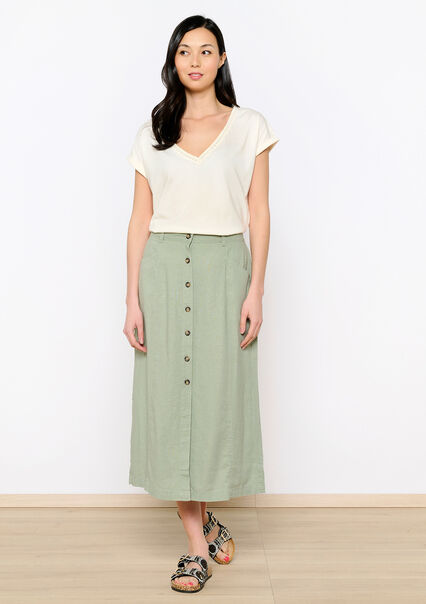 Linen maxi skirt - KHAKI FADED - 07101185_4326