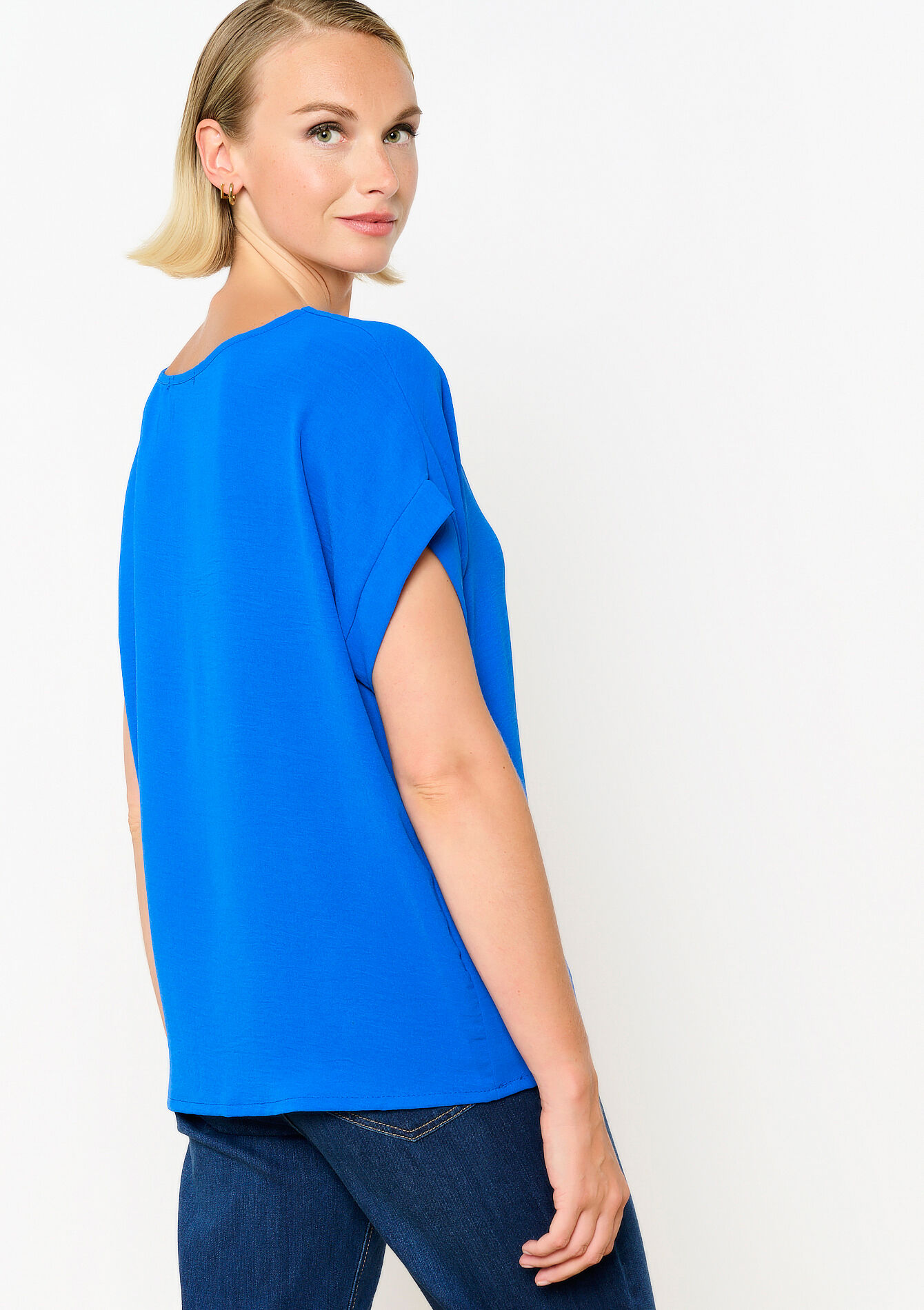Blouse met V-hals, Blouse met V-hals - ELECTRIC BLUE - 05702624_1619