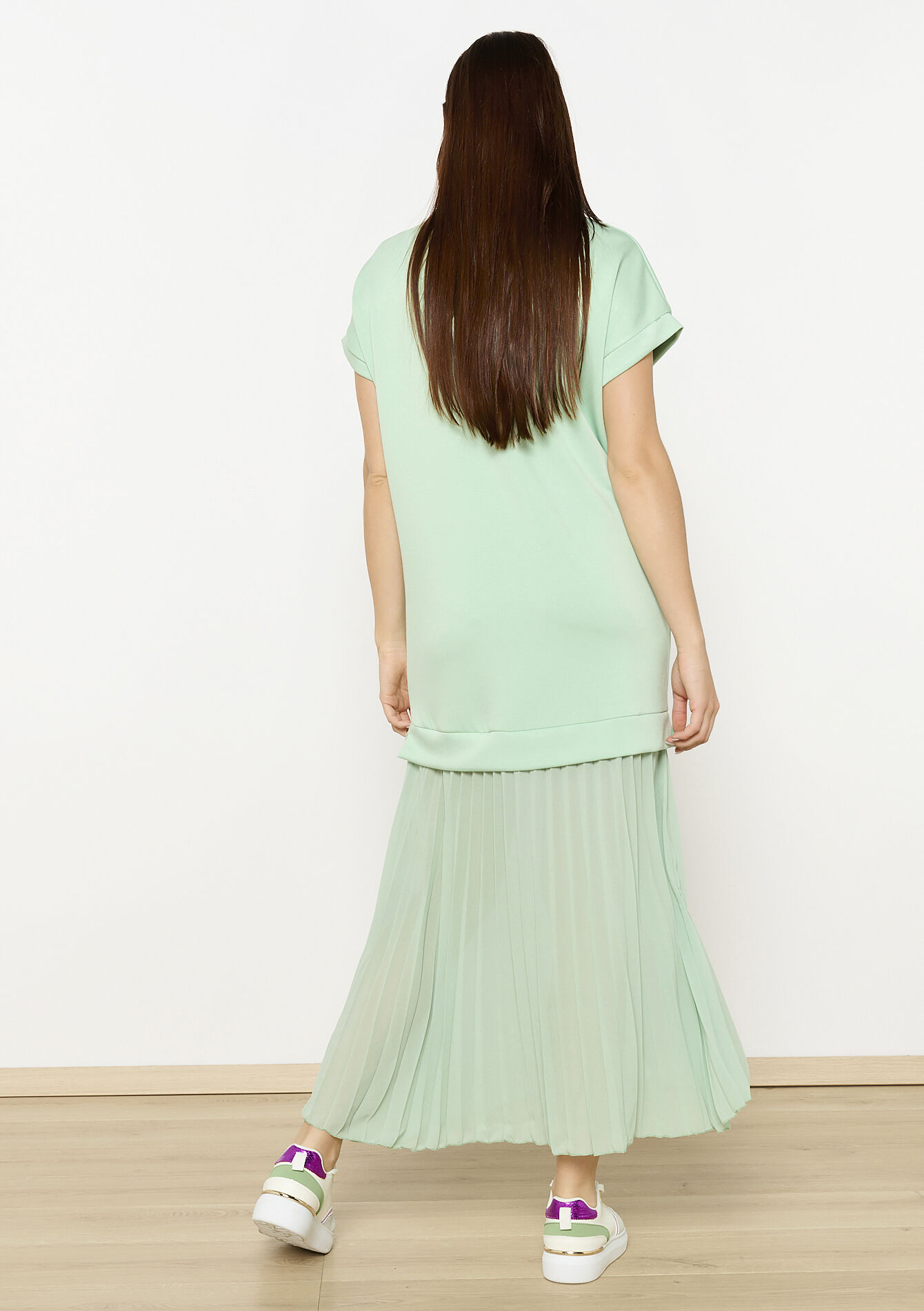 Robe polo plissée, Robe polo plissée - MINT GREEN - 08104089_1723