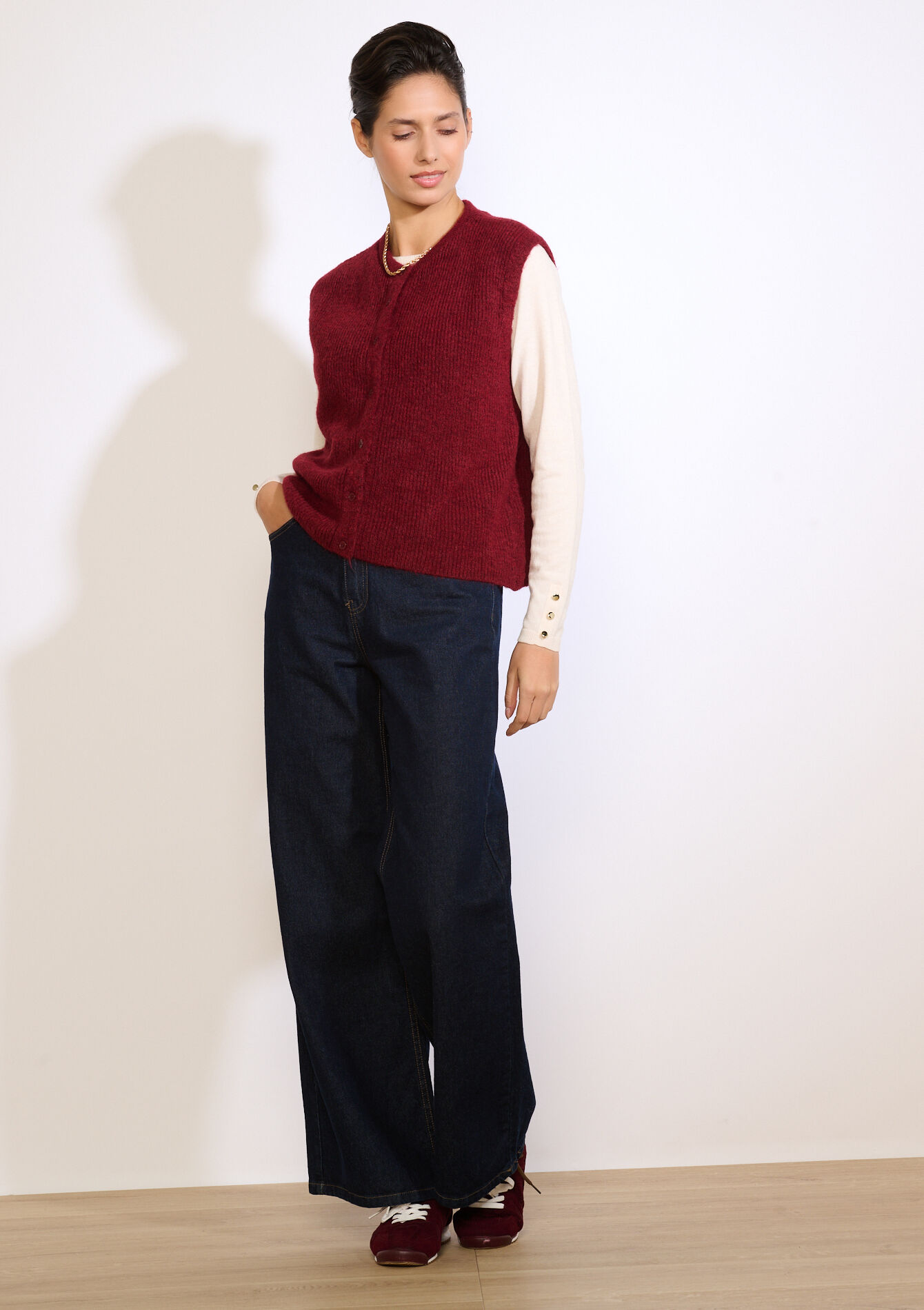 Zachte mouwloze gilet, Zachte mouwloze gilet - BORDEAU WINE - 04101334_1467