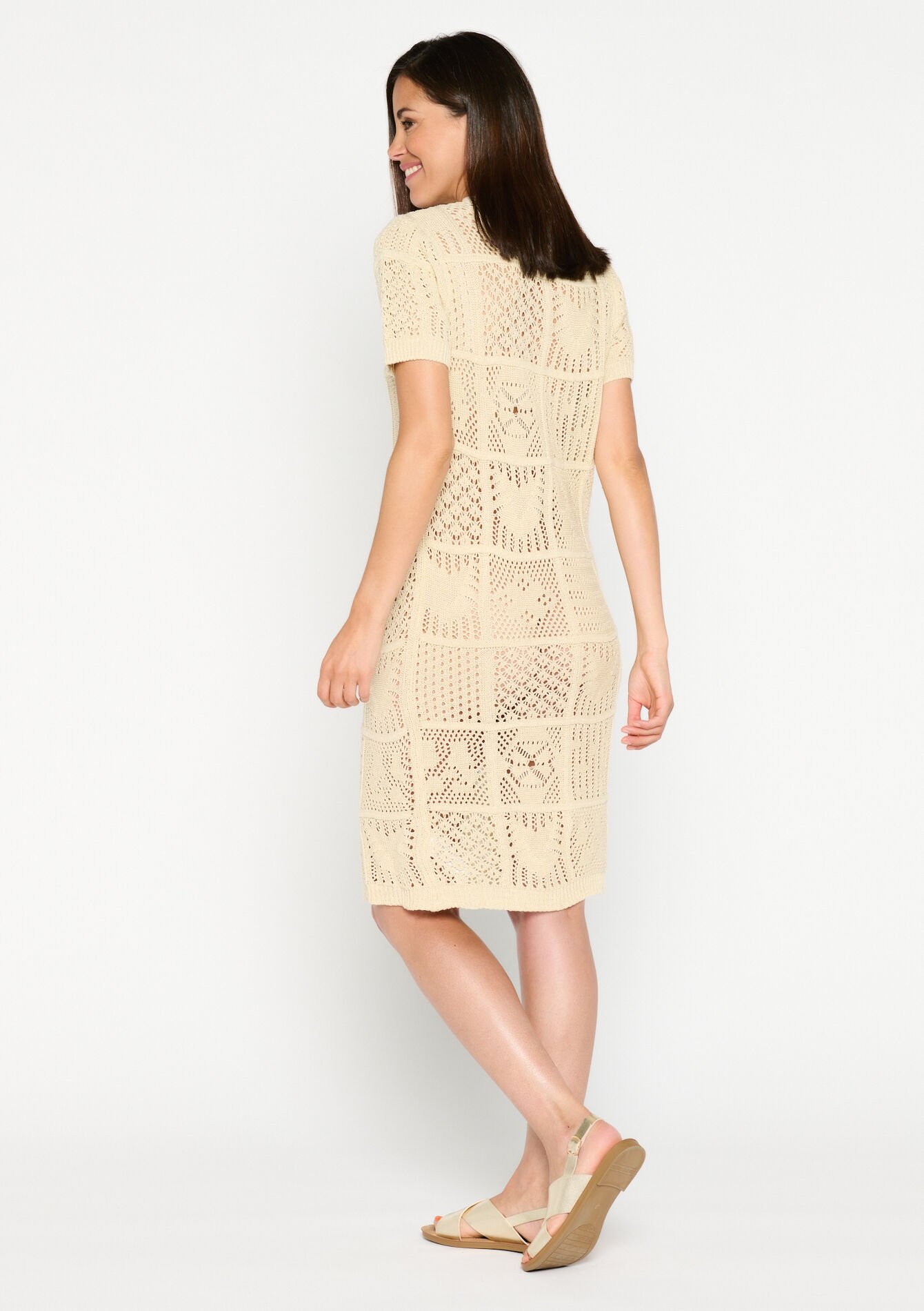 Crochet dress, Crochet dress - LT BEIGE - 08103293_2527