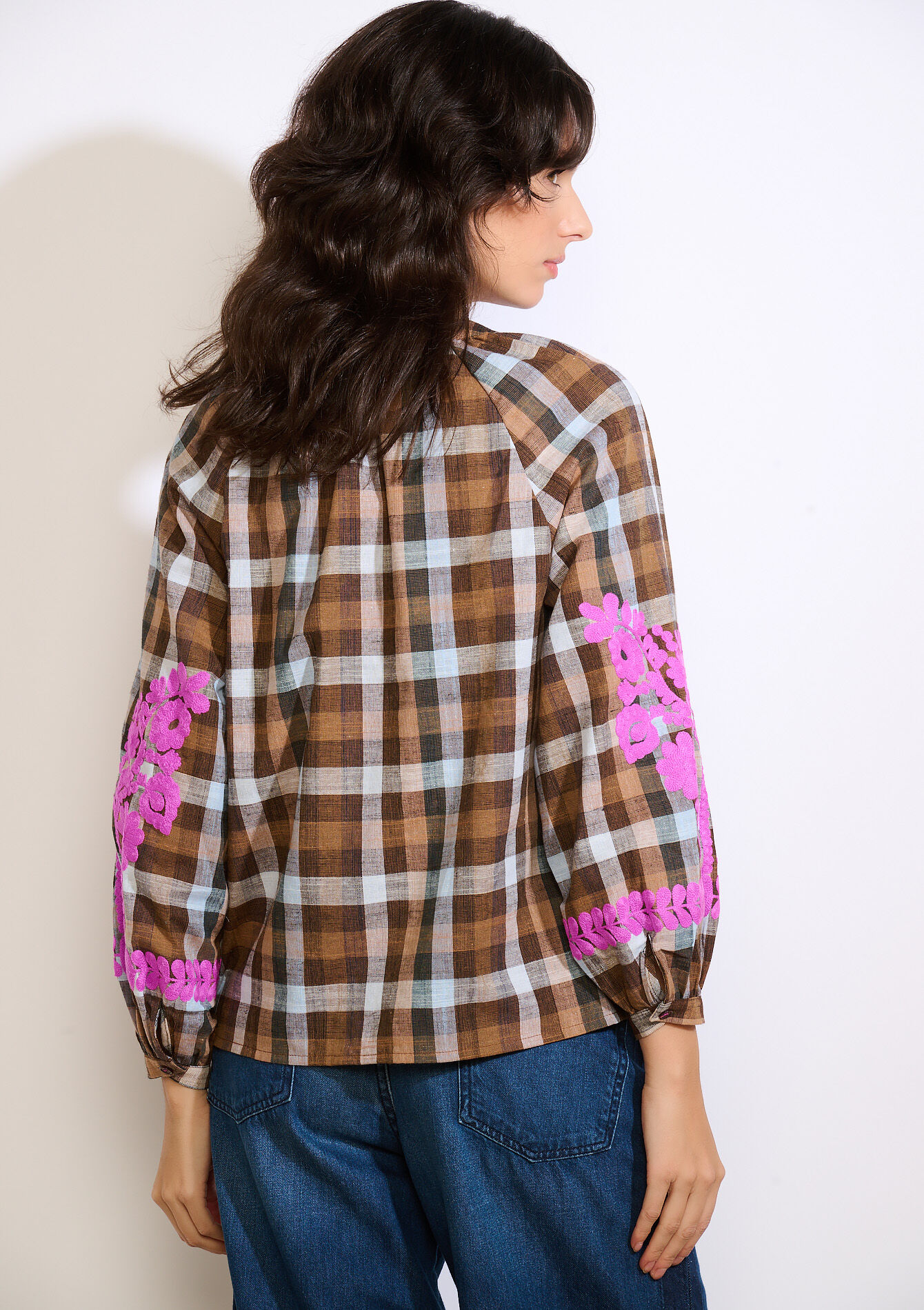 Blouse met borduursel, Blouse met borduursel - BROWN DARK CHOCOLATE - 05702995_3720