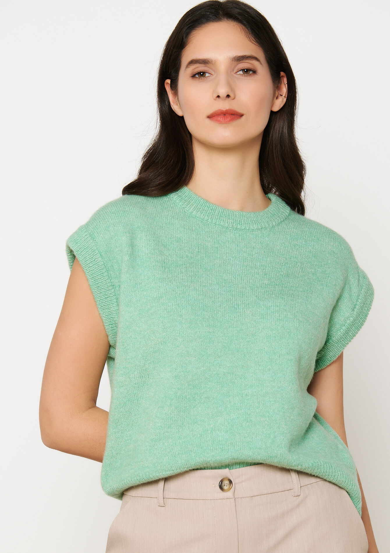 Pull sans manches, Pull sans manches - ALMOND GREEN - 04006892_1724