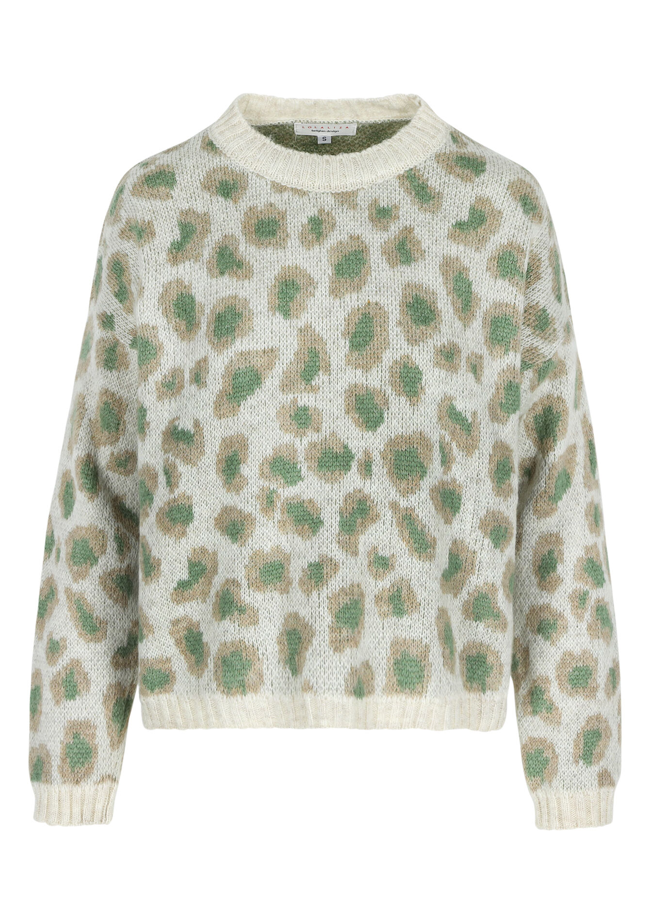 Jacquard pullover with leopard print, Jacquard pullover with leopard print - KHAKI MINT - 04006455_2542