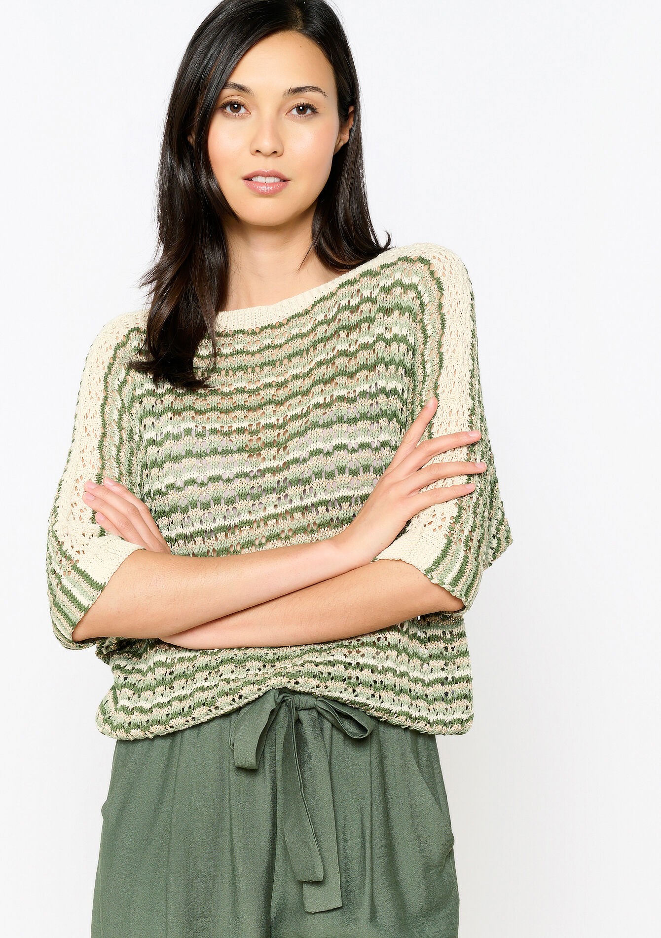 Pullover en crochet - CHAMPAGNE SAND - 04006634