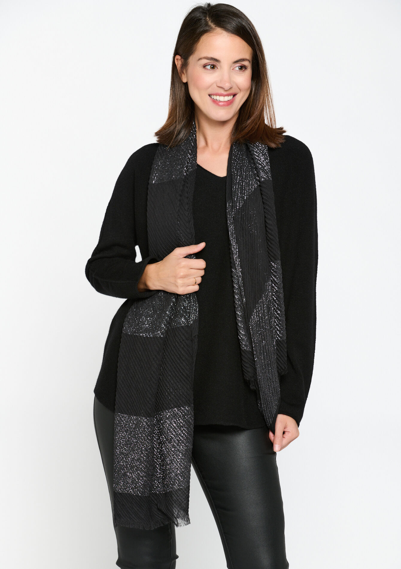 Écharpe à rayures, Écharpe à rayures - BLACK - 1077903