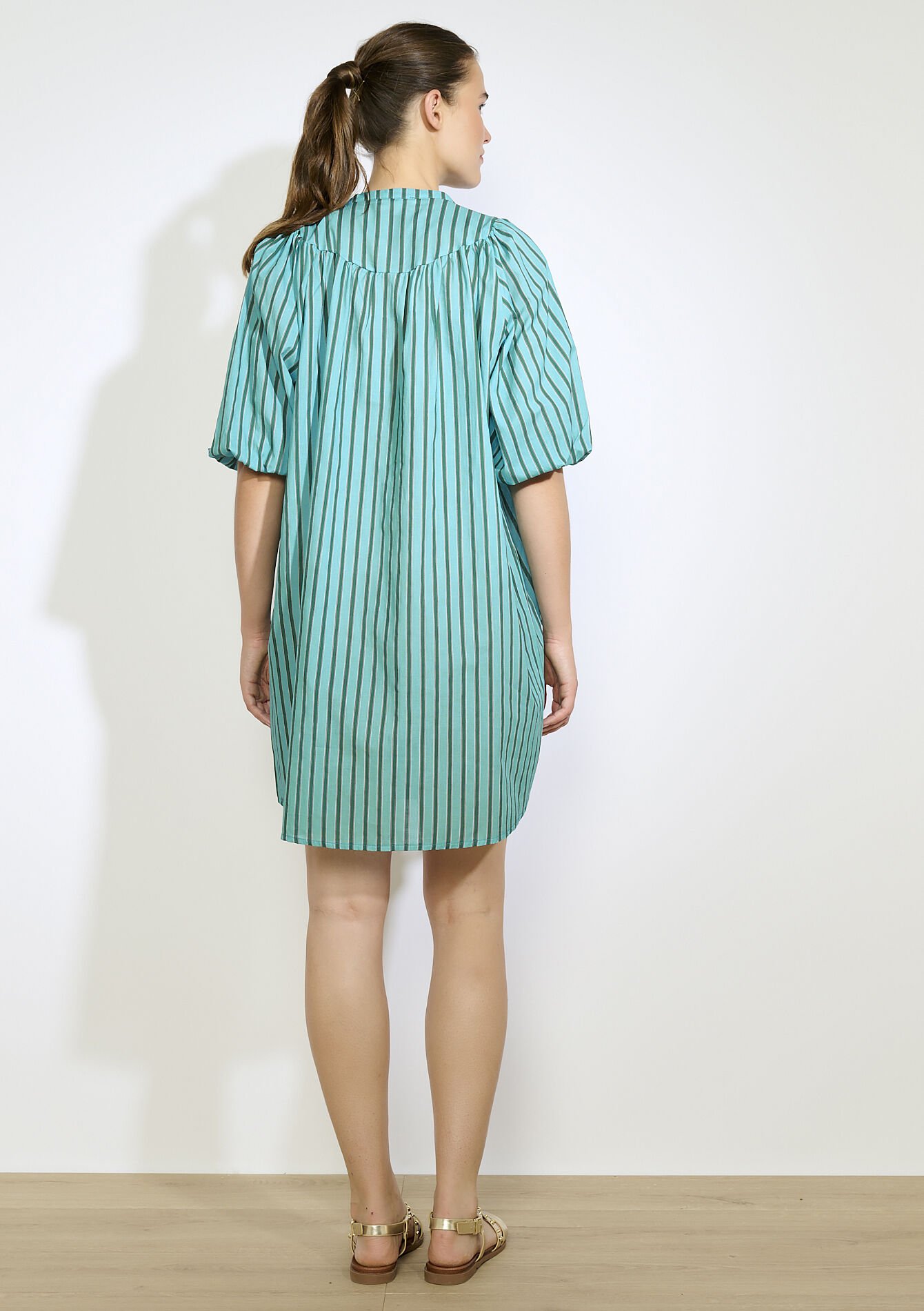 Robe courte à rayures - TURQUOISE - 08104203_1759