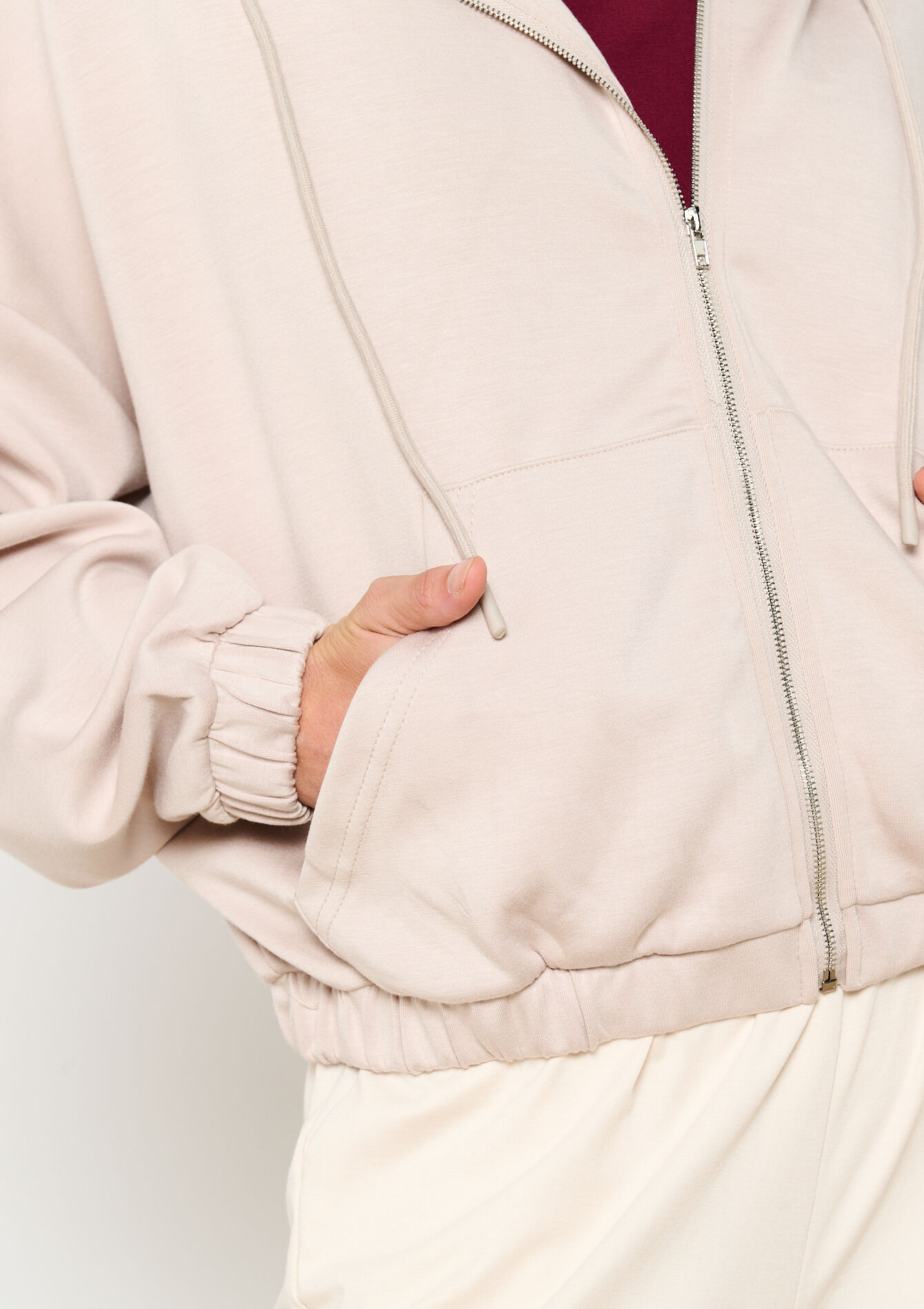 Hoodie met rits en capuchon, Hoodie met rits en capuchon - LIGHT TAUPE - 15100291_1020