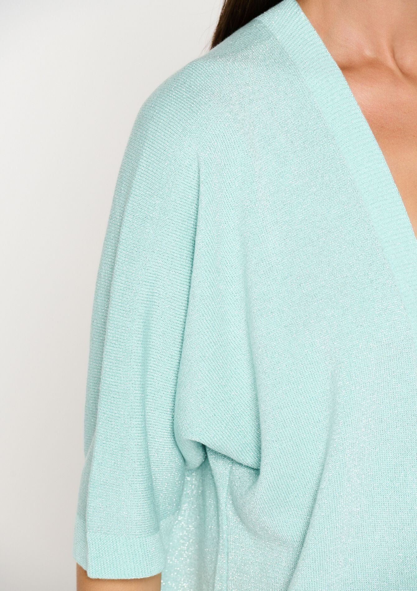 Korte cardigan in macramé, Korte cardigan in macramé - TURQUOISE - 04101059_1759