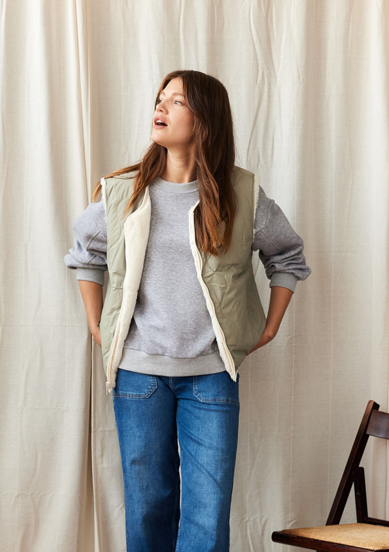 Gilet réversible - OFF WHITE/ GREEN - 15100286_2505