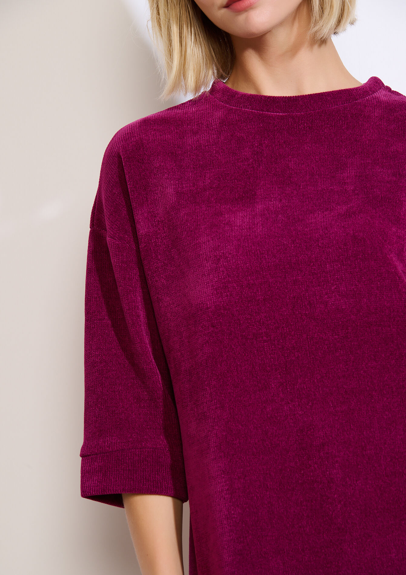 Ribfluwelen midi-jurk, Ribfluwelen midi-jurk - VIOLINE - 08104371_2576