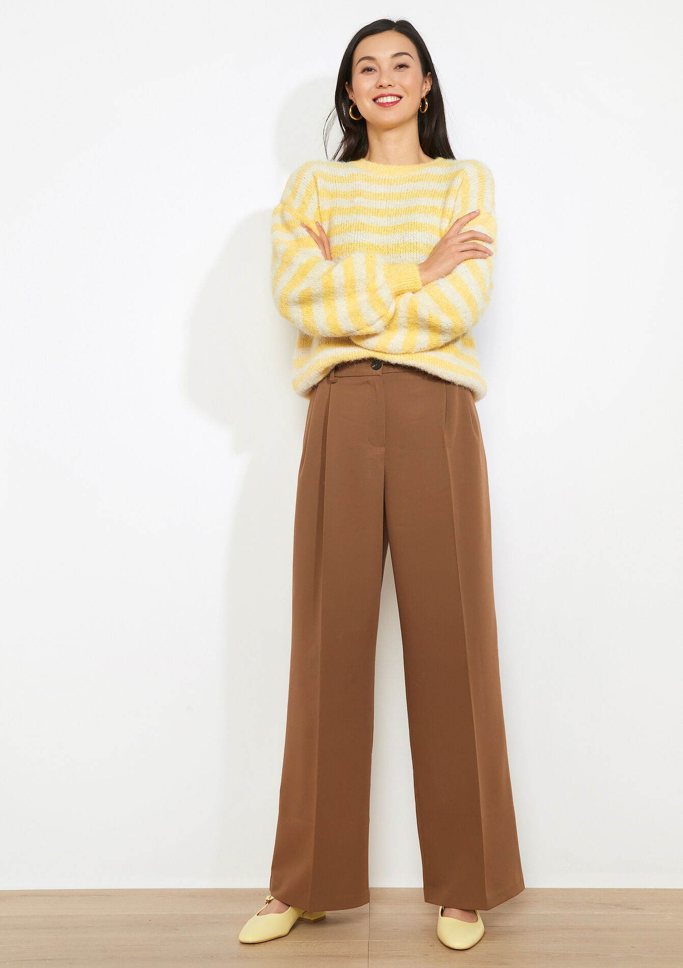 Plooitaille broek met XL fit - BROWN COFFEE - 06100790_3717