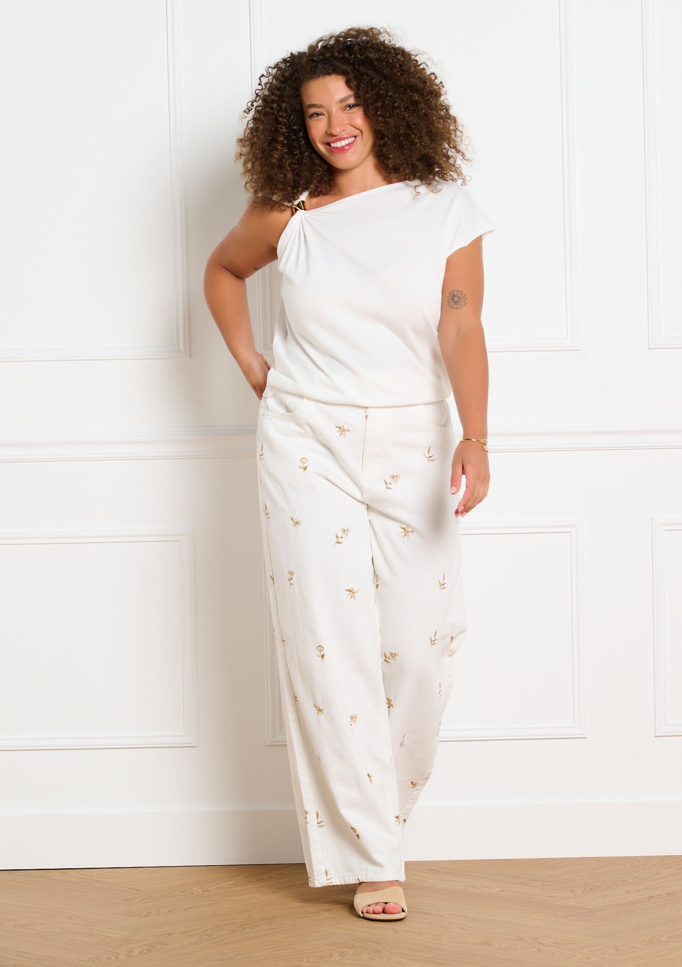 Asymmetrische gebreide top - OFFWHITE - 04007286_1001