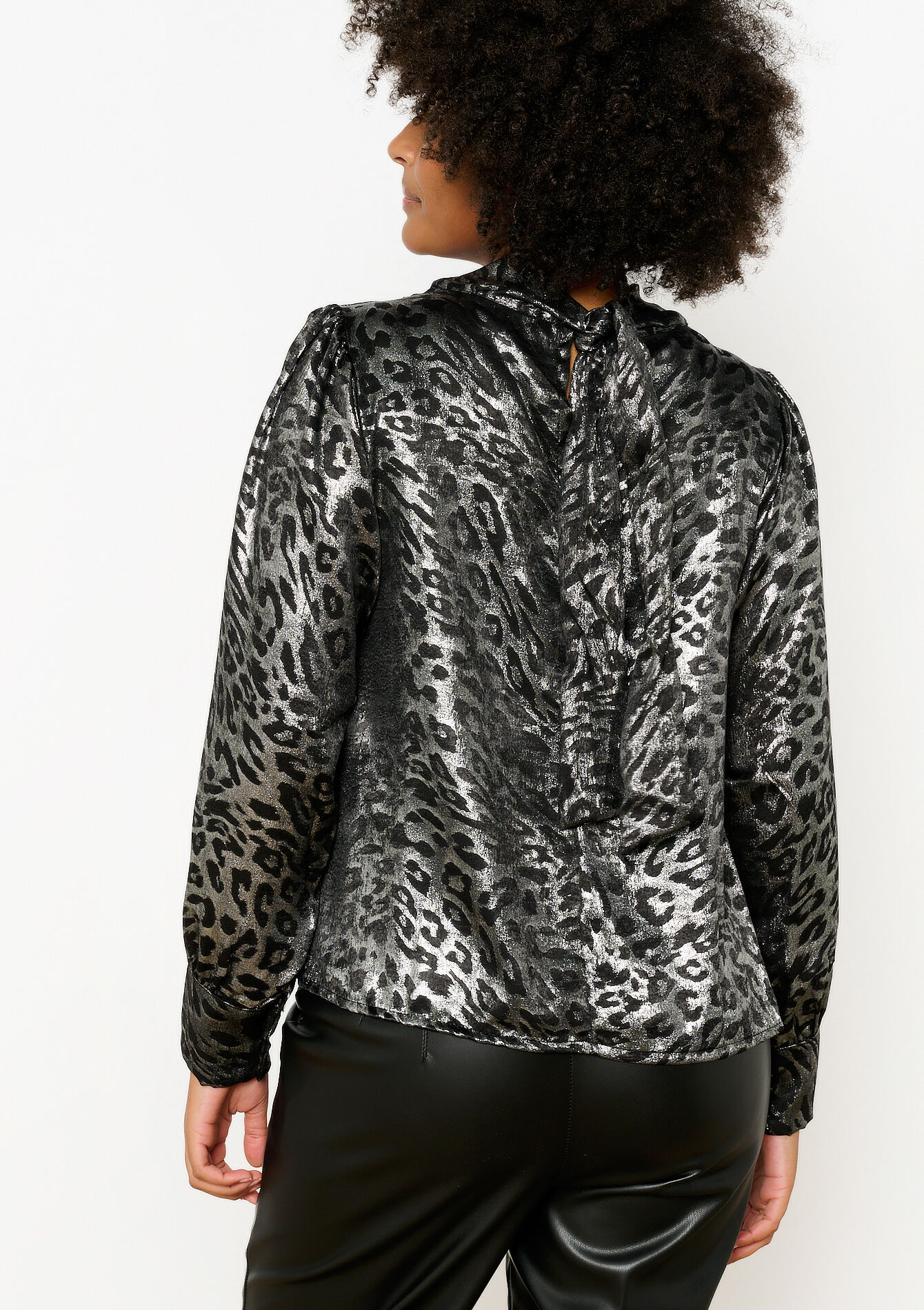 Satijnen blouse met luipaardprint - SILVER - 05702713_1059