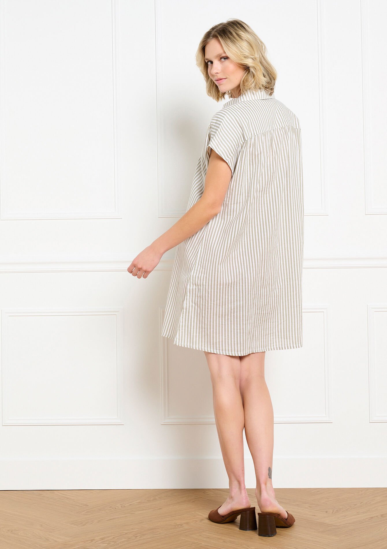 Robe chemise rayée fluide, Robe chemise rayée fluide - OFFWHITE - 08104353_1001