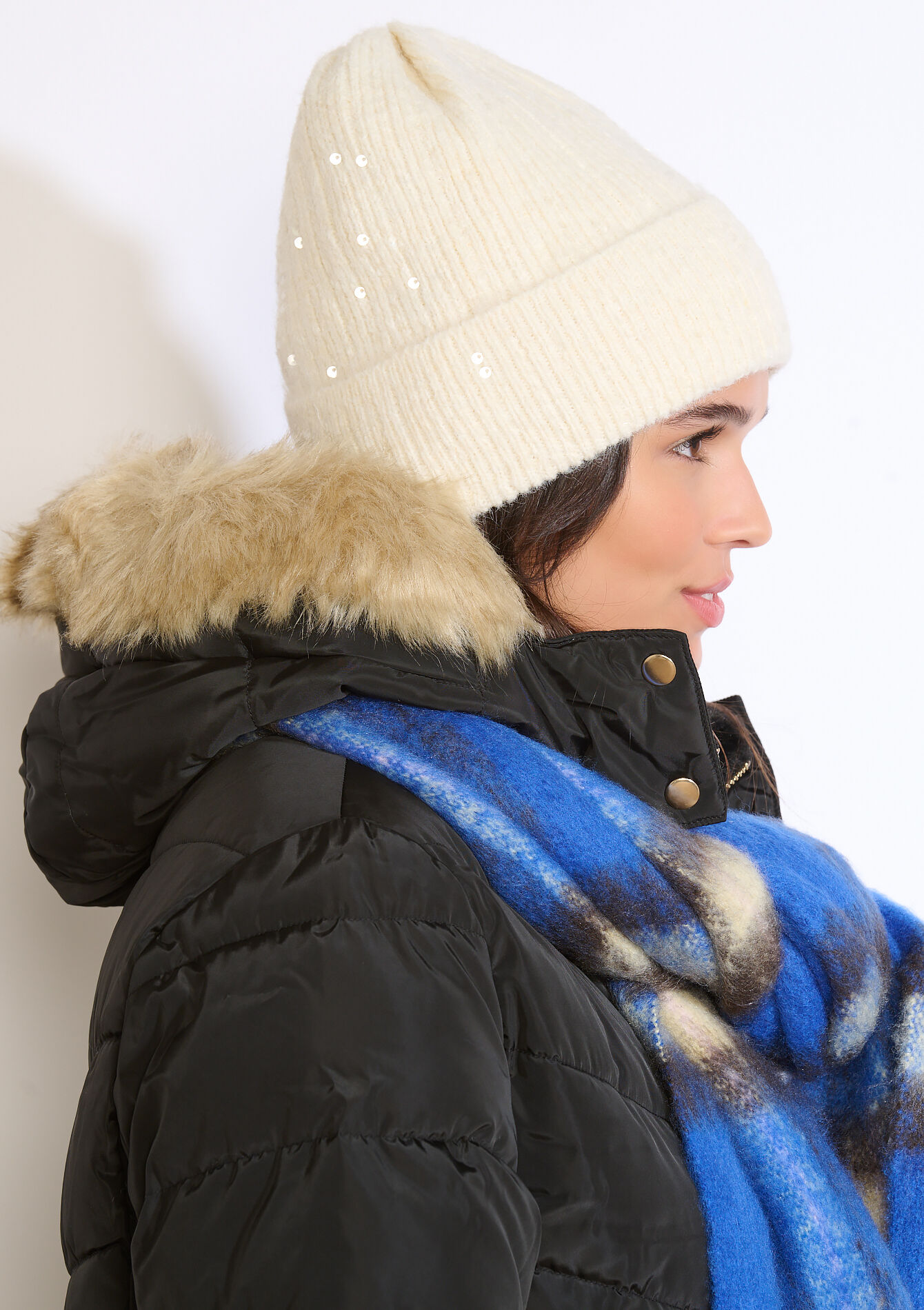 Beanie met pailletten - VANILLA WHITE - 17002244_1013