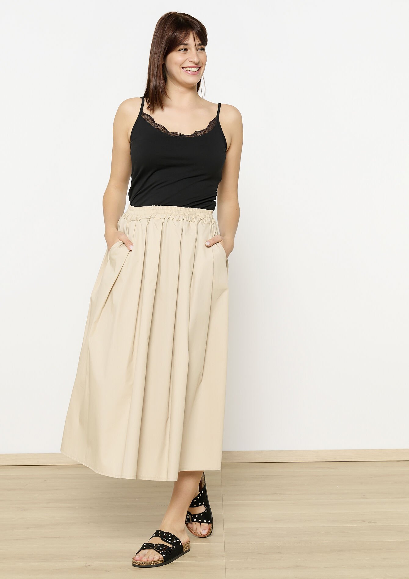 Camisole met kant, Camisole met kant - BLACK - 02200472_1119