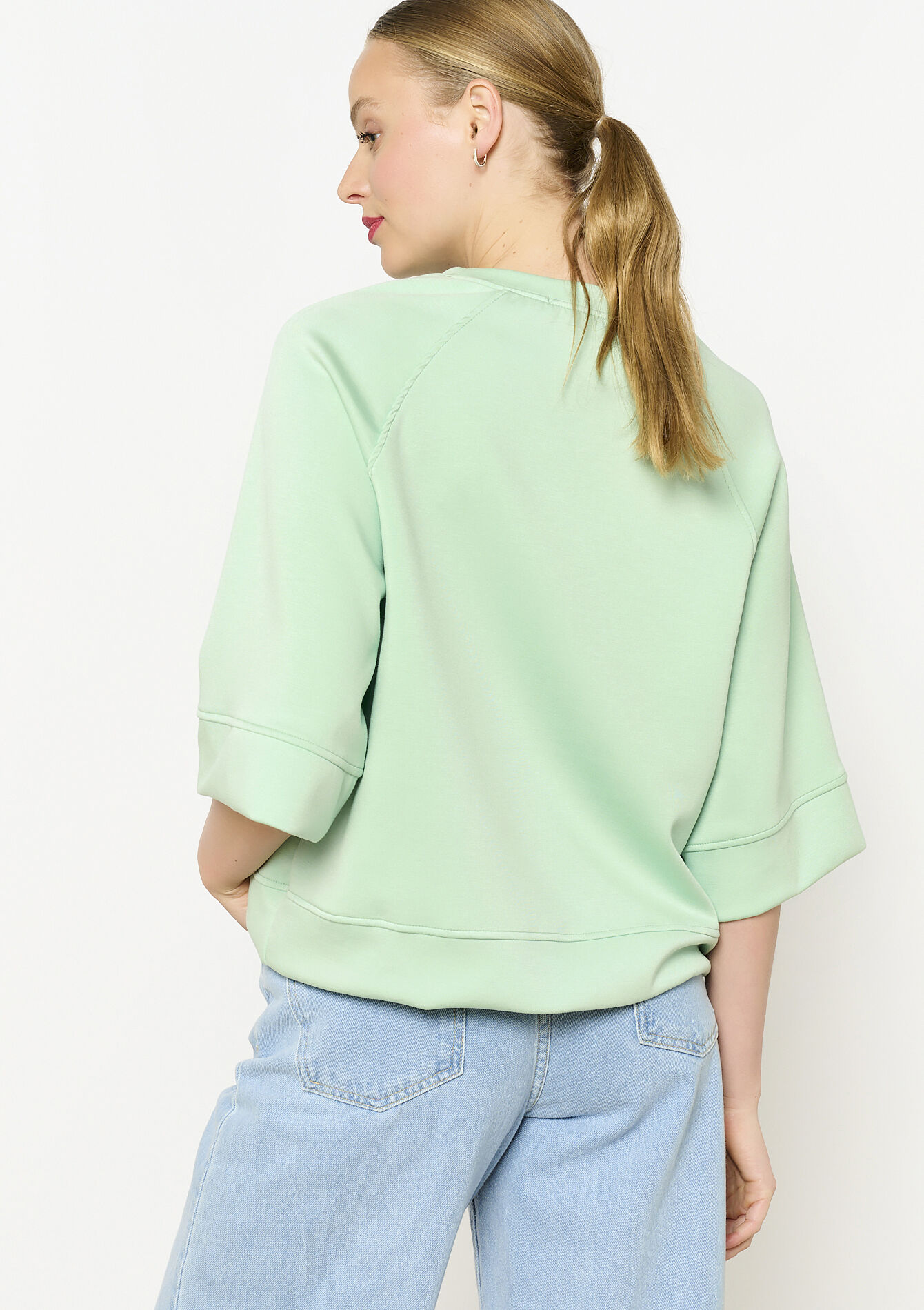 Losvallende sweat - LIGHT GREEN PASTEL - 03001777_1822
