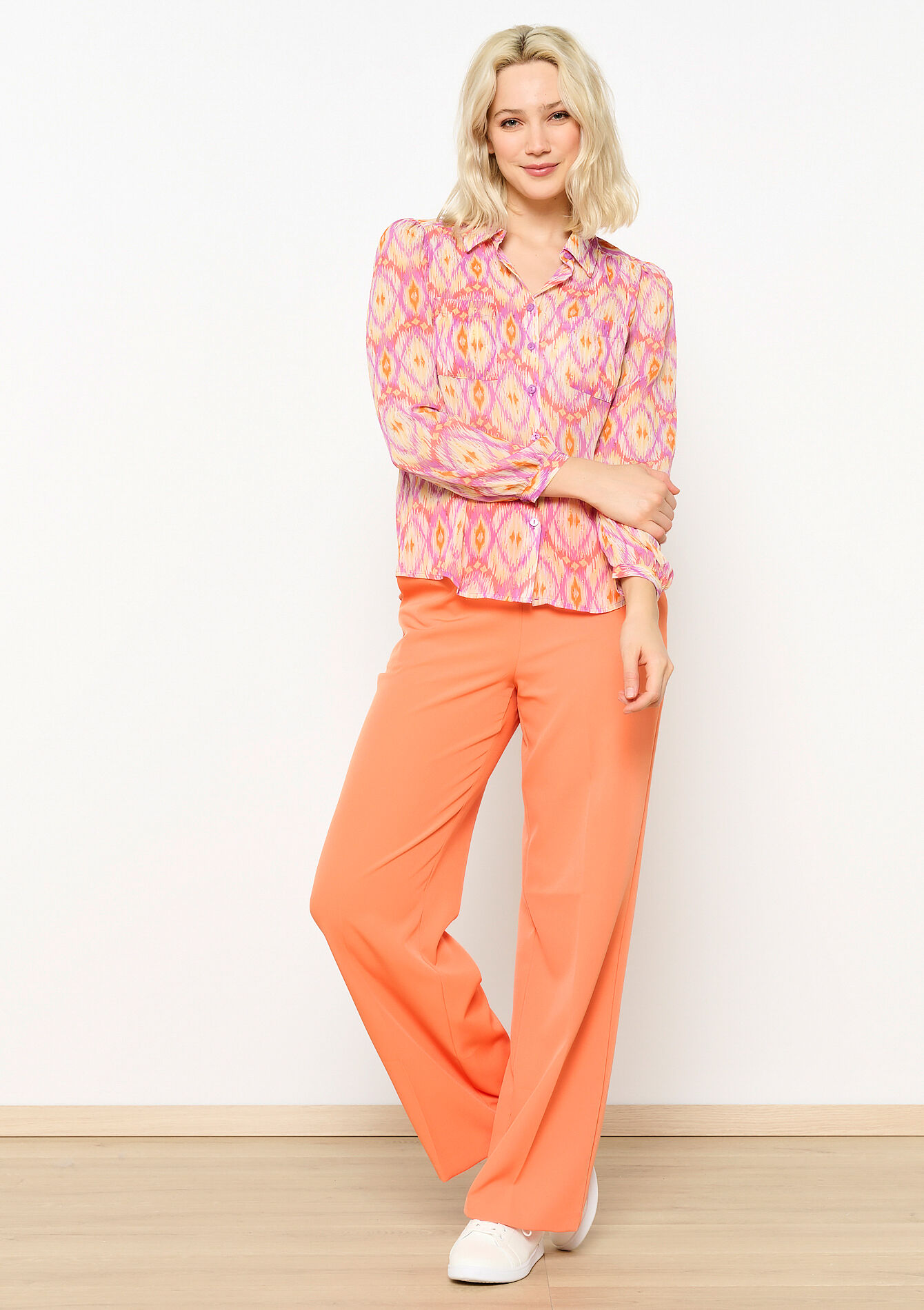 Lurex shirt with ikat print, Lurex shirt with ikat print - PINK BUBBLEGUM - 05702370_1477