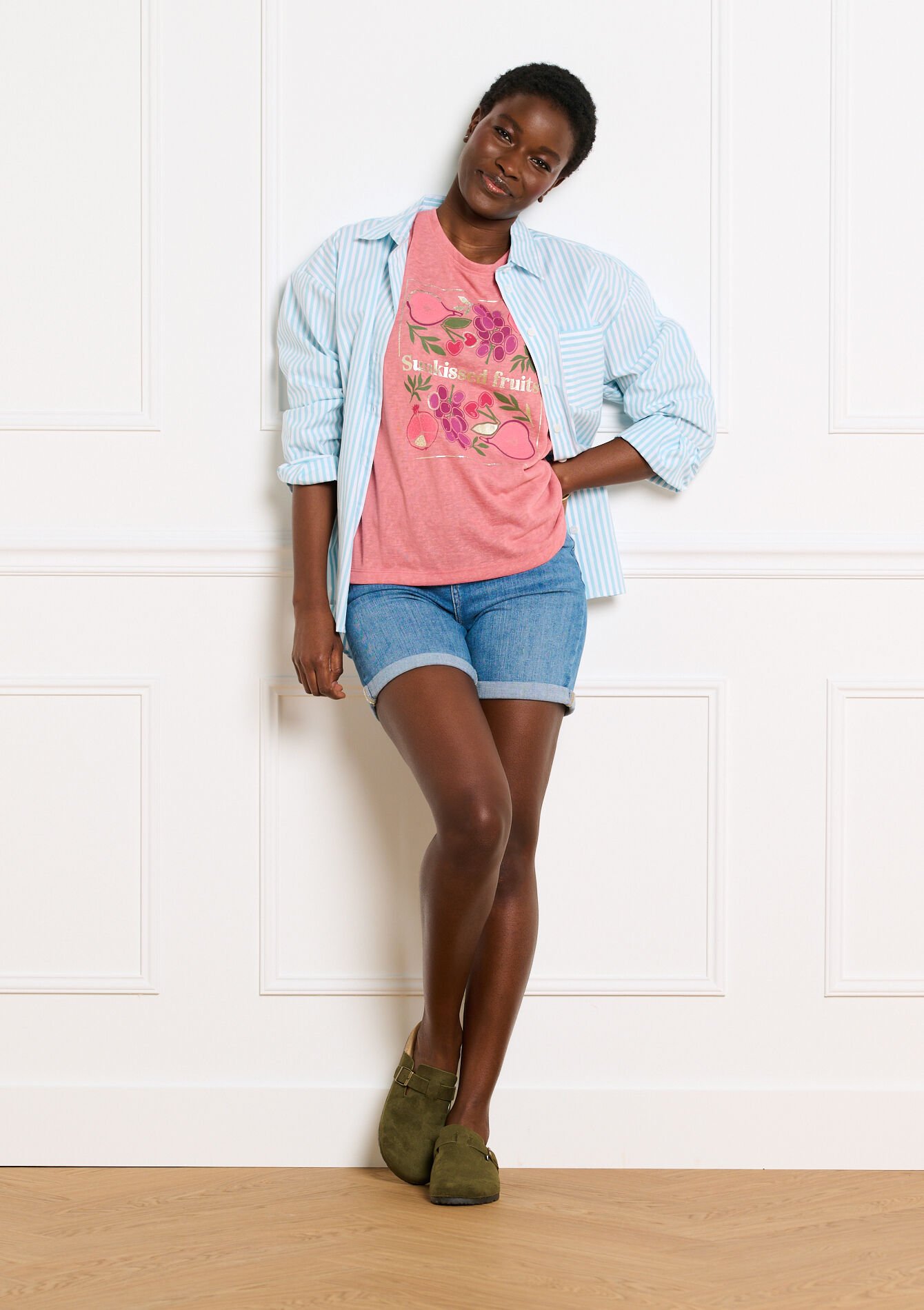 T-shirt met zomerse print - COSMETIC PINK - 02301947_5733