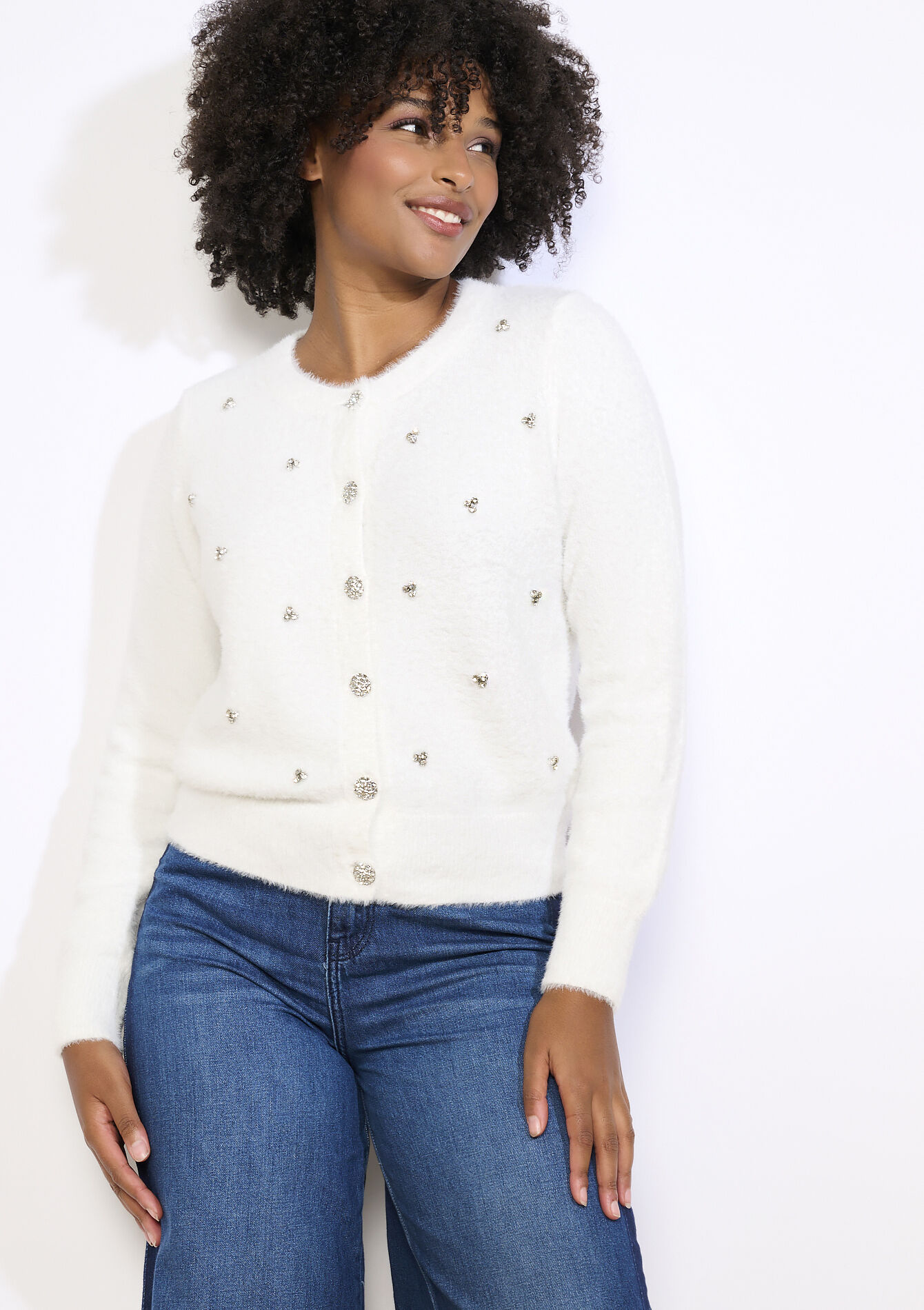 Zachte gebreide vest met accenten, Zachte gebreide vest met accenten - VANILLA WHITE - 04101314_1013