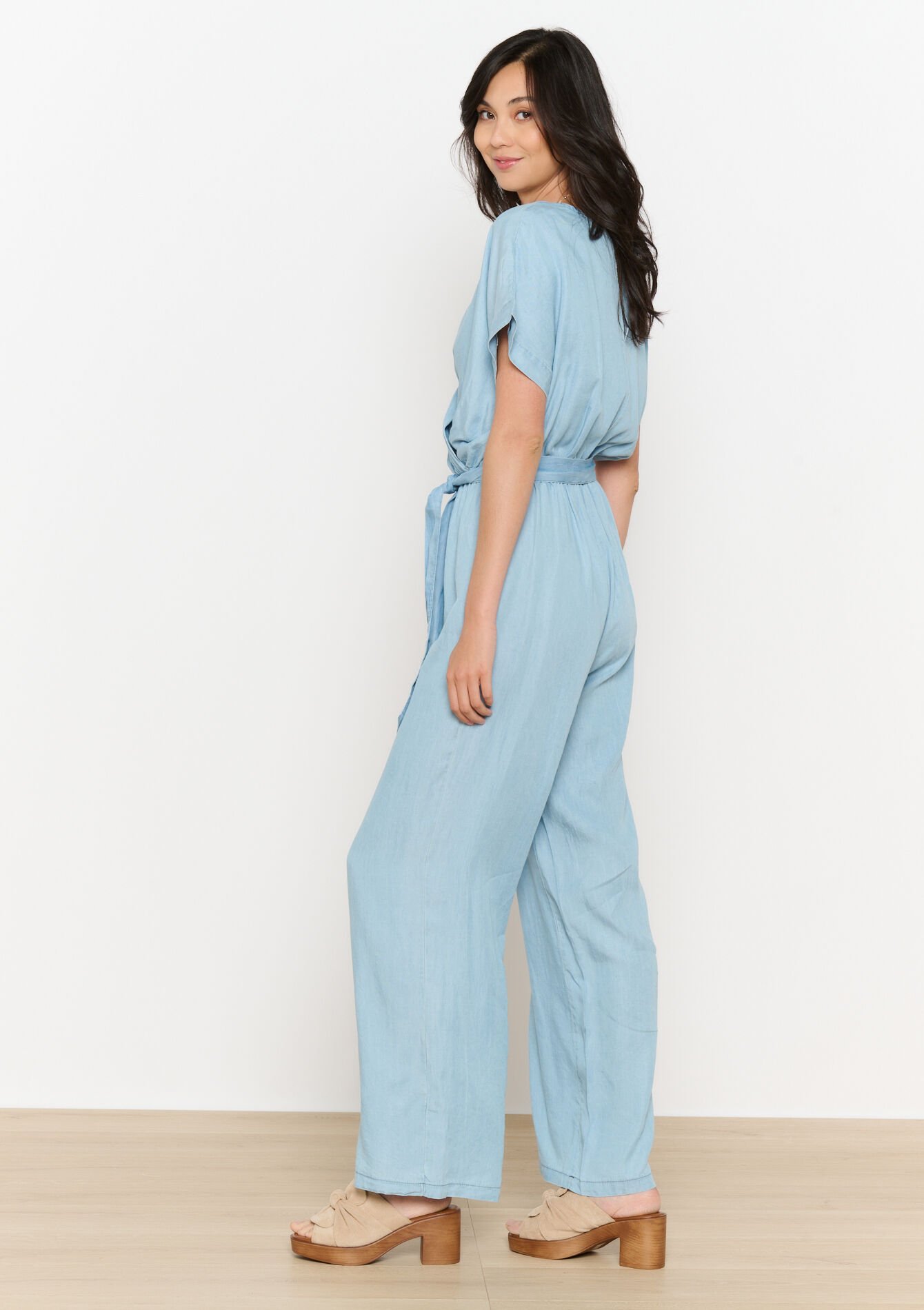 Belted wide-leg jumpsuit, Belted wide-leg jumpsuit - BLUE BLEACHED - 06004630_0502