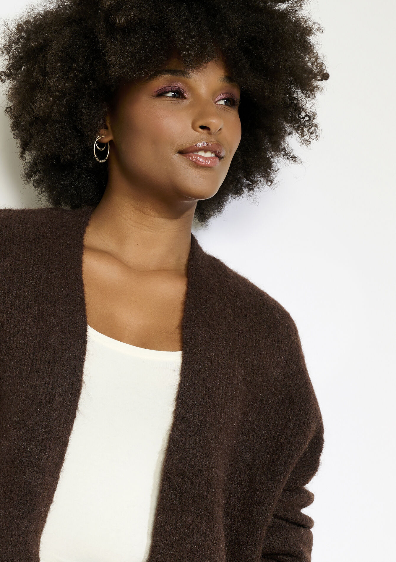 Zacht open gebreid vest, Zacht open gebreid vest - BROWN DARK CHOCOLATE - 04101313_3720