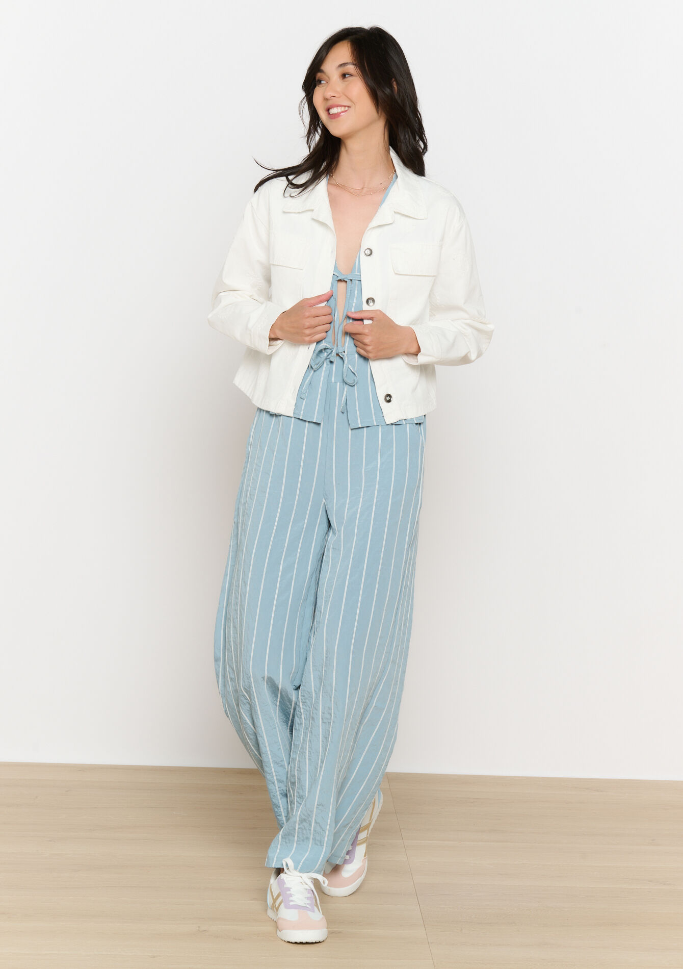 Twill jasje met borduursel, Twill jasje met borduursel - OFFWHITE - 09101065_1001