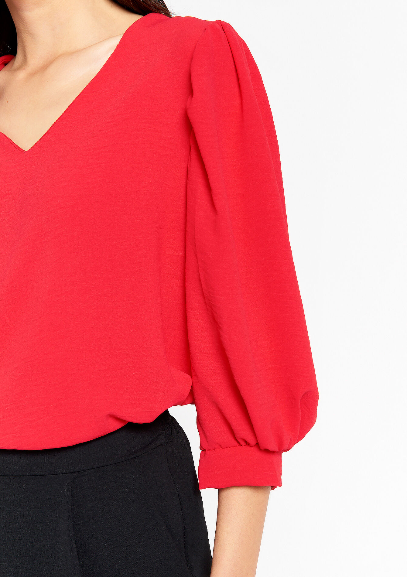 Blouse à manches bouffantes, Blouse à manches bouffantes - RED LIPSTICK - 05702320_5310