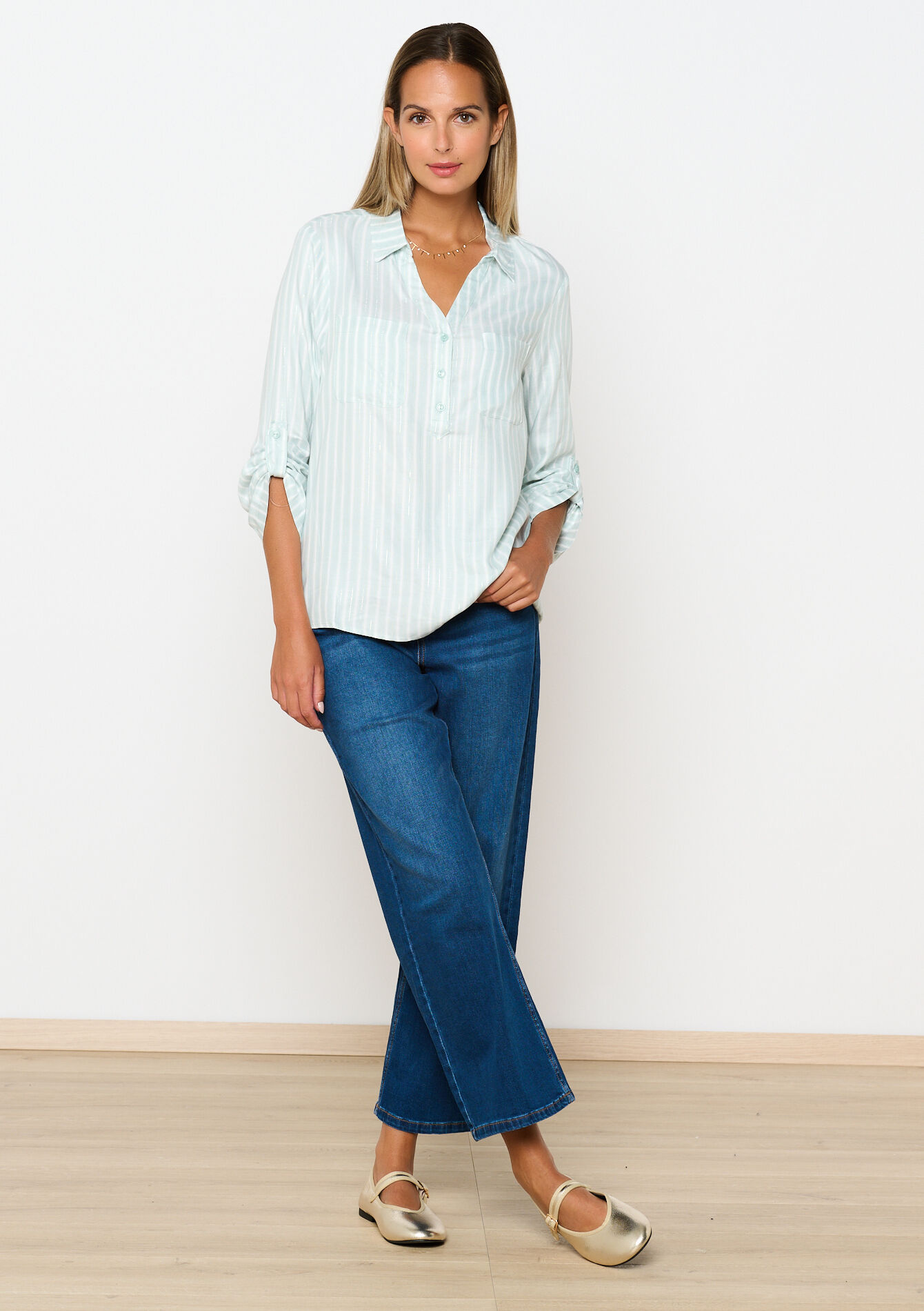 Gestreept hemd, Gestreept hemd - LIGHT KHAKI - 05702472_4405