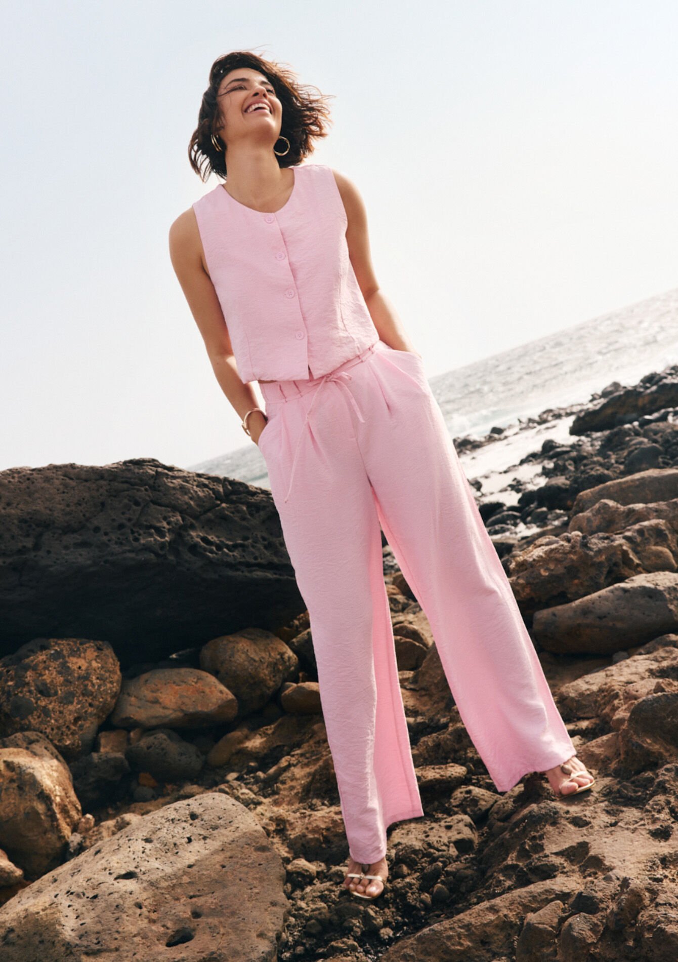 Wide-leg fluid trousers, , hi-res