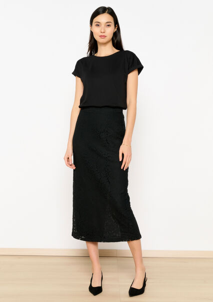 Lace maxi skirt - BLACK - 07101214_1119