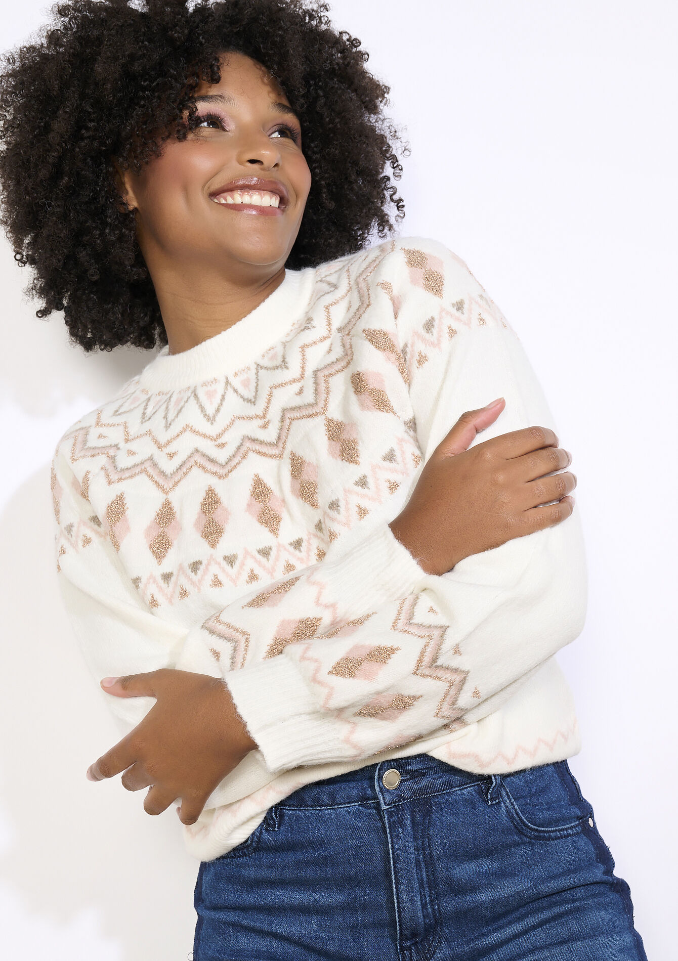 Grafische trui met jacquard - VANILLA WHITE - 04006957_1013