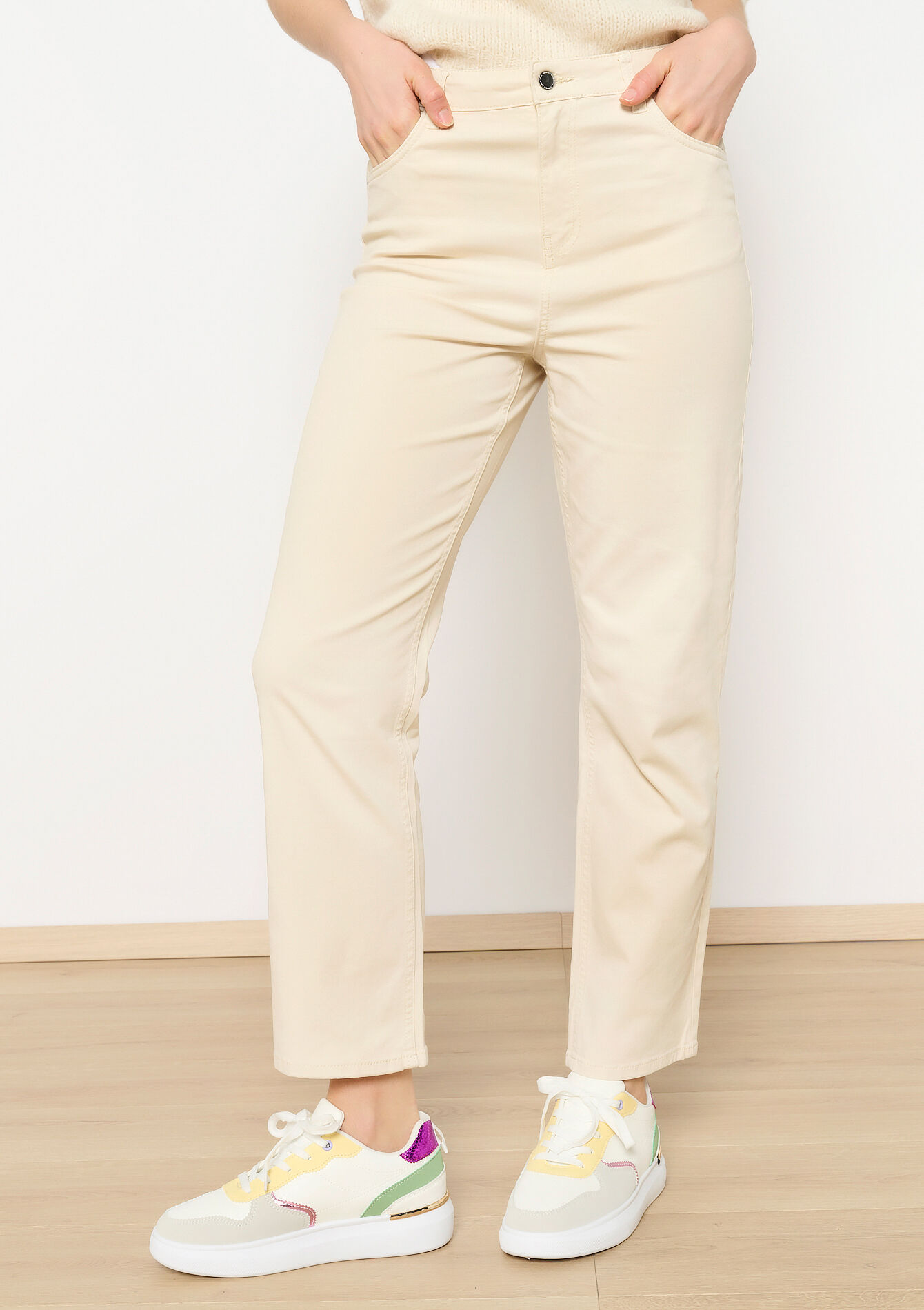 Broek met hoge taille, Broek met hoge taille - LT BEIGE - 06004556_2527