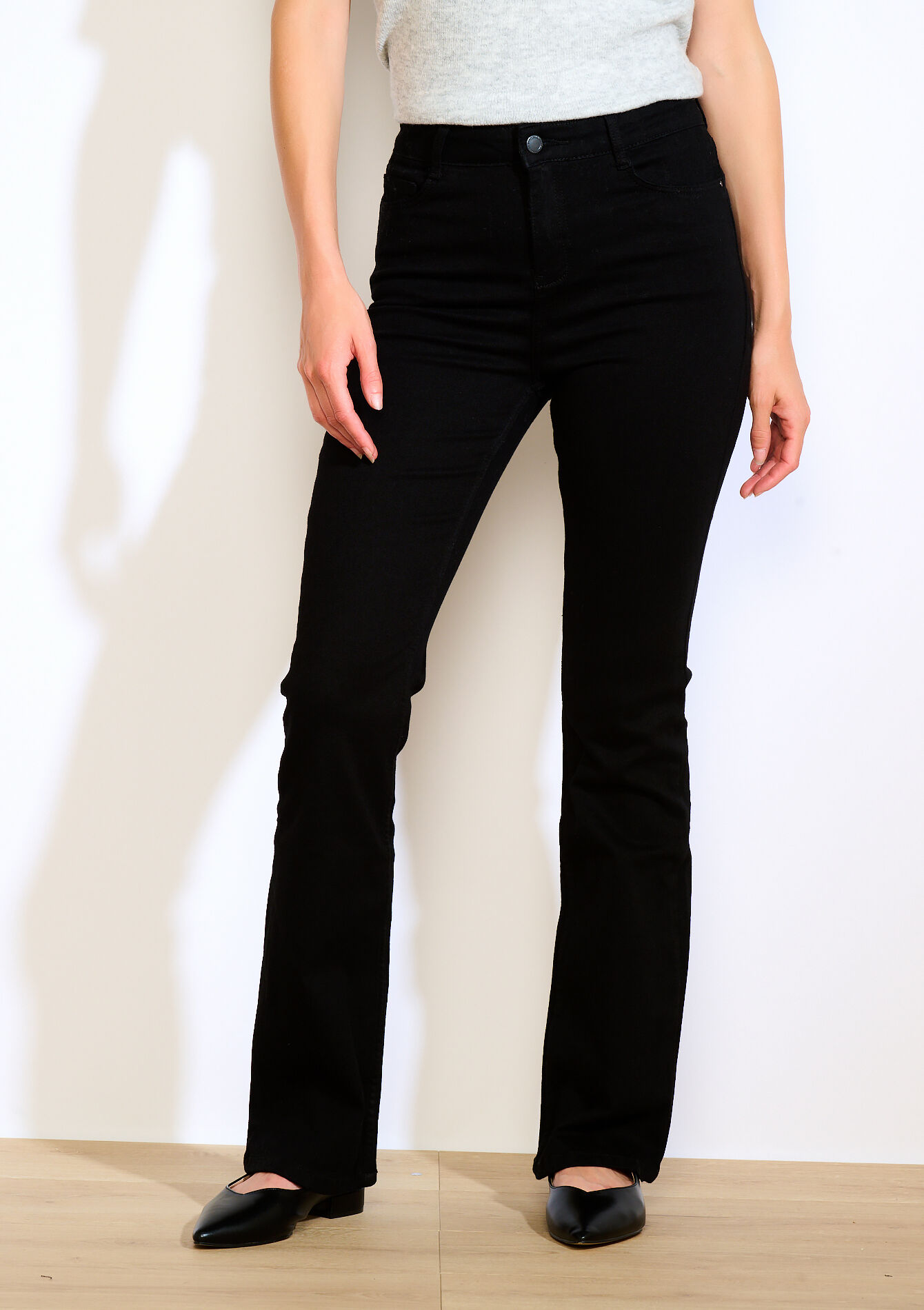 Bootcut jeans met hoge taille, Bootcut jeans met hoge taille - BLACK - 22000595_1119