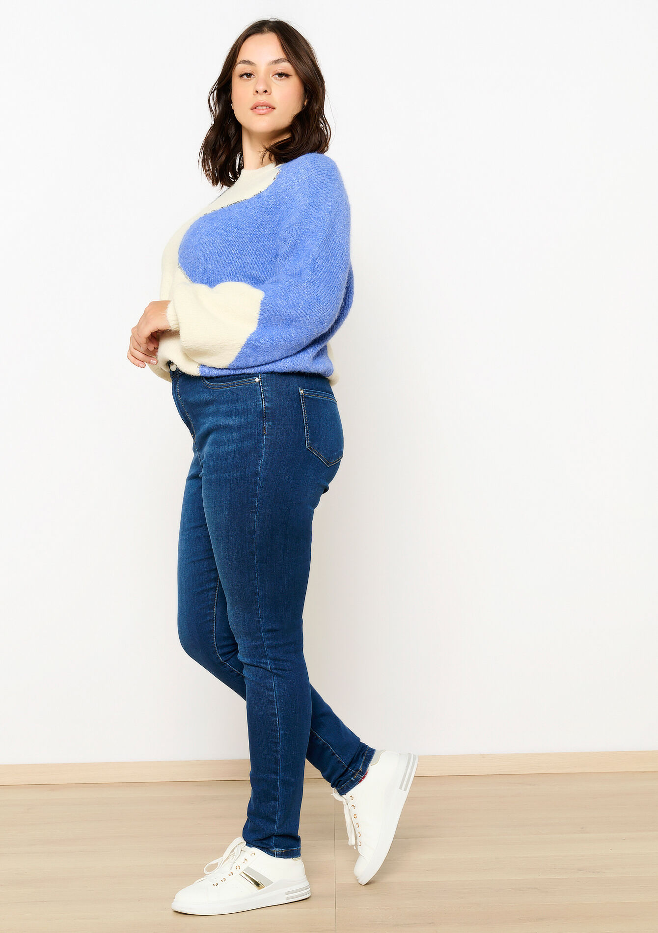 Skinny jeans met hoge taille, Skinny jeans met hoge taille - DARK BLUE - 22000533_0501