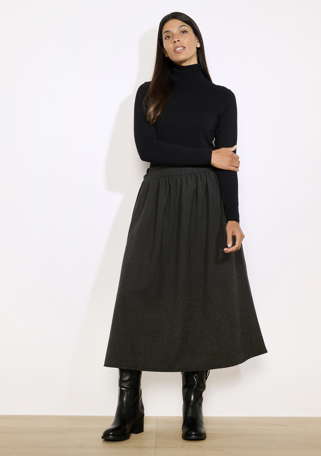 Jupe midi évasée, Jupe midi évasée, , back