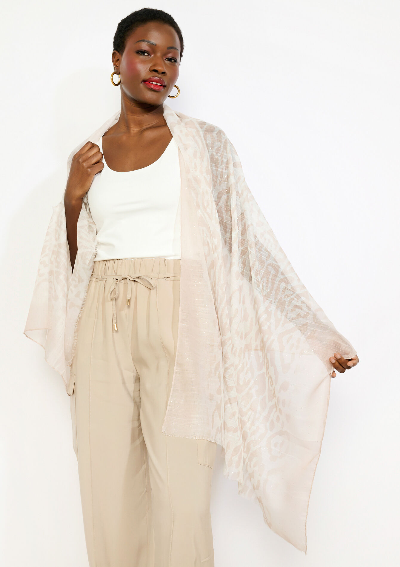 Transparante sjaal met luipaardprint, , back