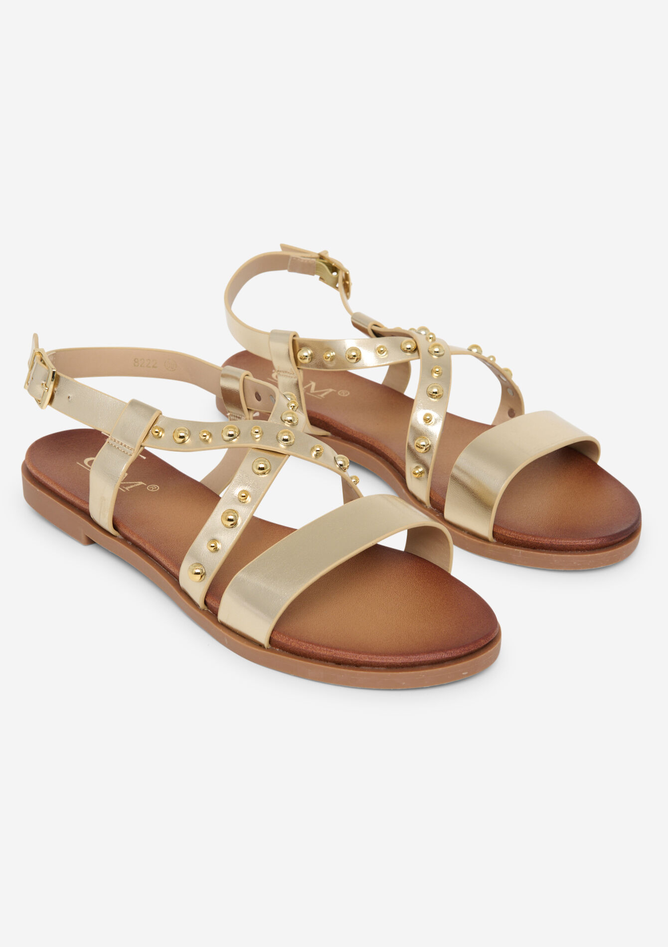 Sandales plates cloutées, Sandales plates cloutées - GOLD - 13000799_1058