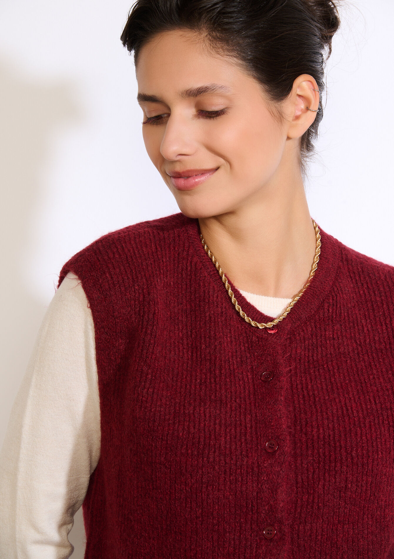 Zachte mouwloze gilet, Zachte mouwloze gilet - BORDEAU WINE - 04101334_1467