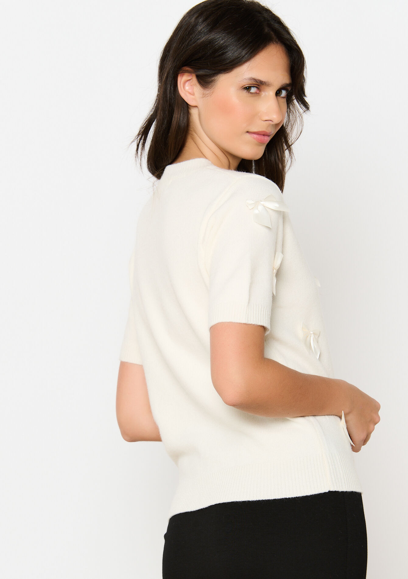 Trui met satijnen strikjes - VANILLA WHITE - 04006624_1013