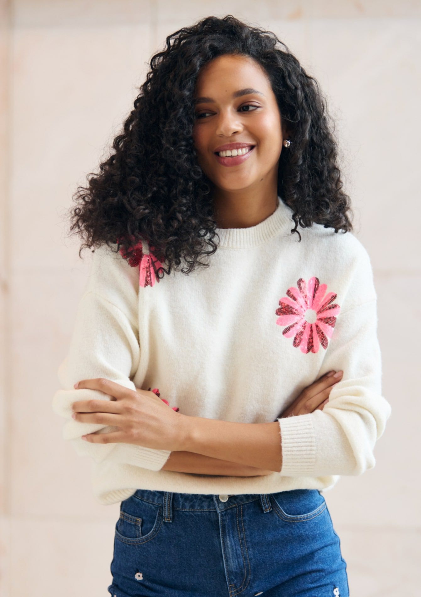 Zachte trui met bloemen, Zachte trui met bloemen, , detail_2