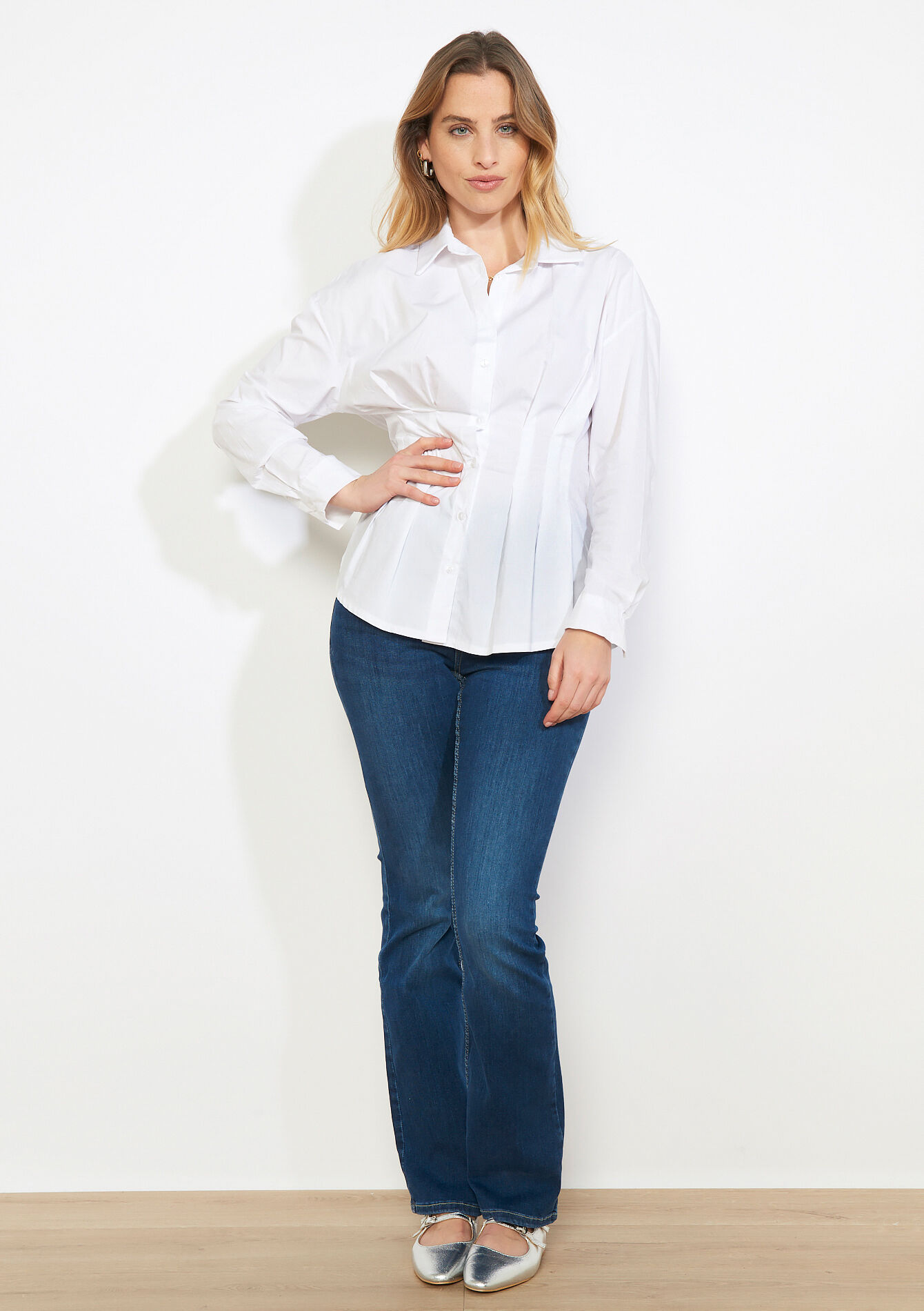 Getailleerd geplooid hemd, Getailleerd geplooid hemd - OPTICAL WHITE - 05703047_1019